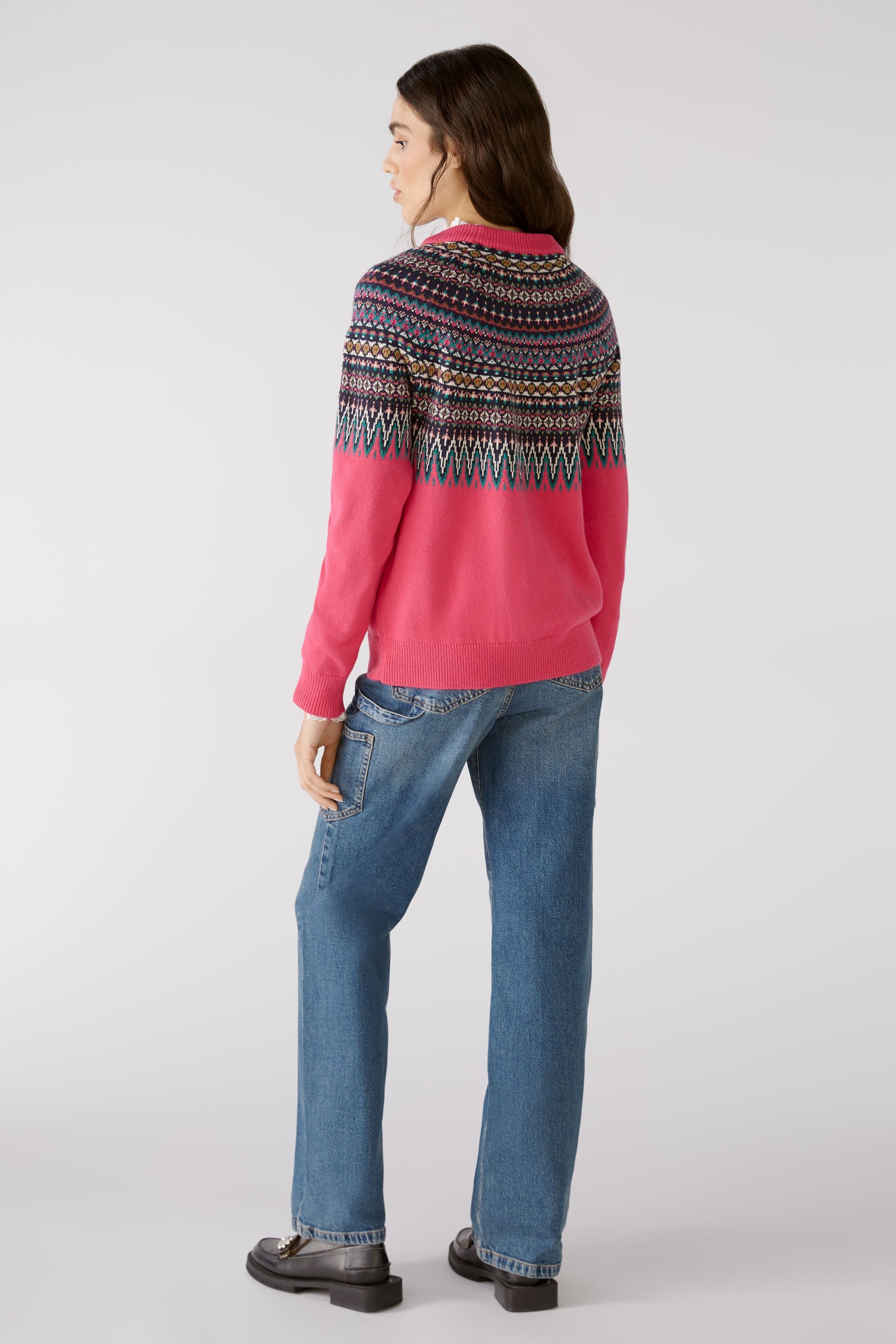 Multi-Color Knitted Sweater In Jacquard Oui