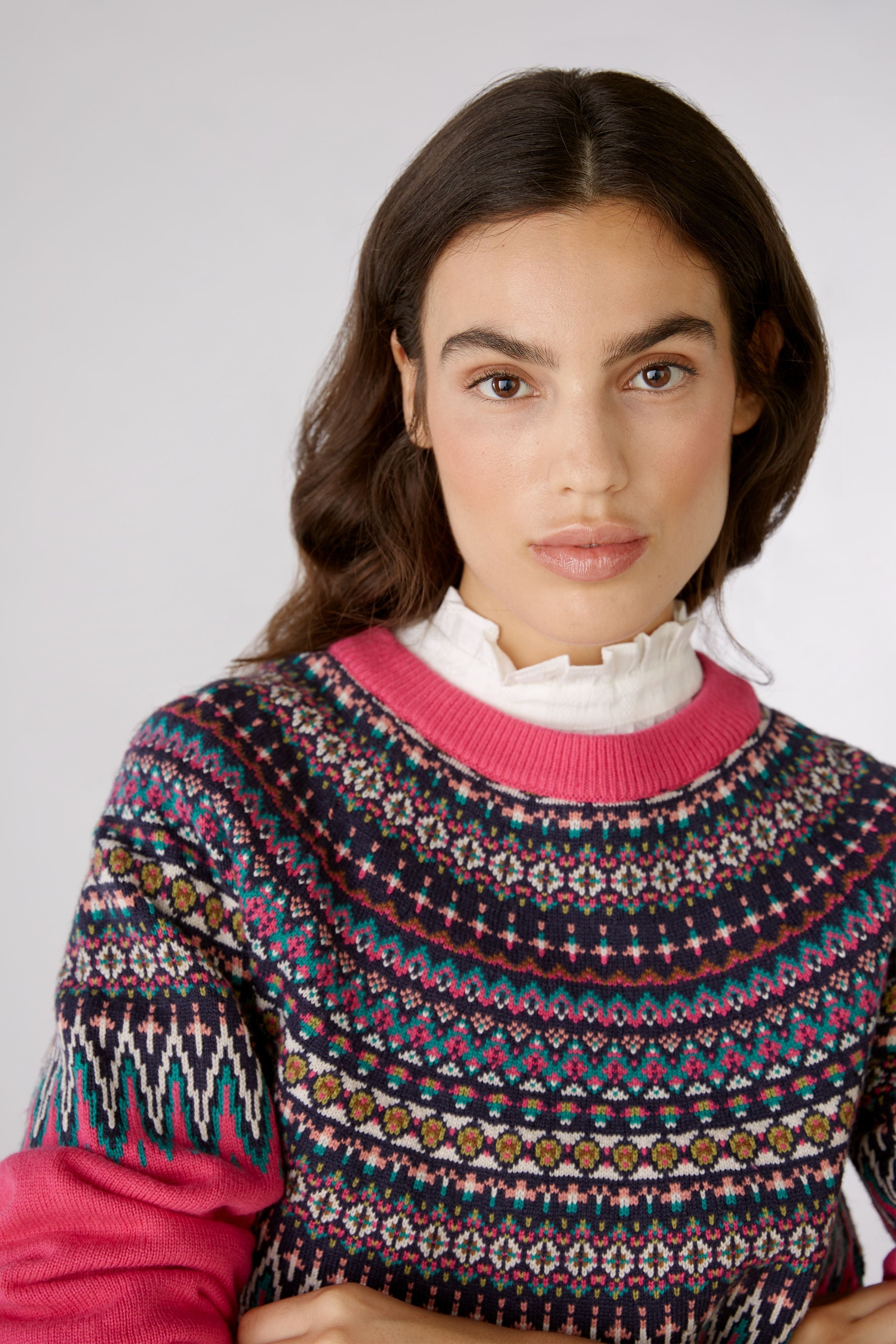 Multi-Color Knitted Sweater In Jacquard Oui