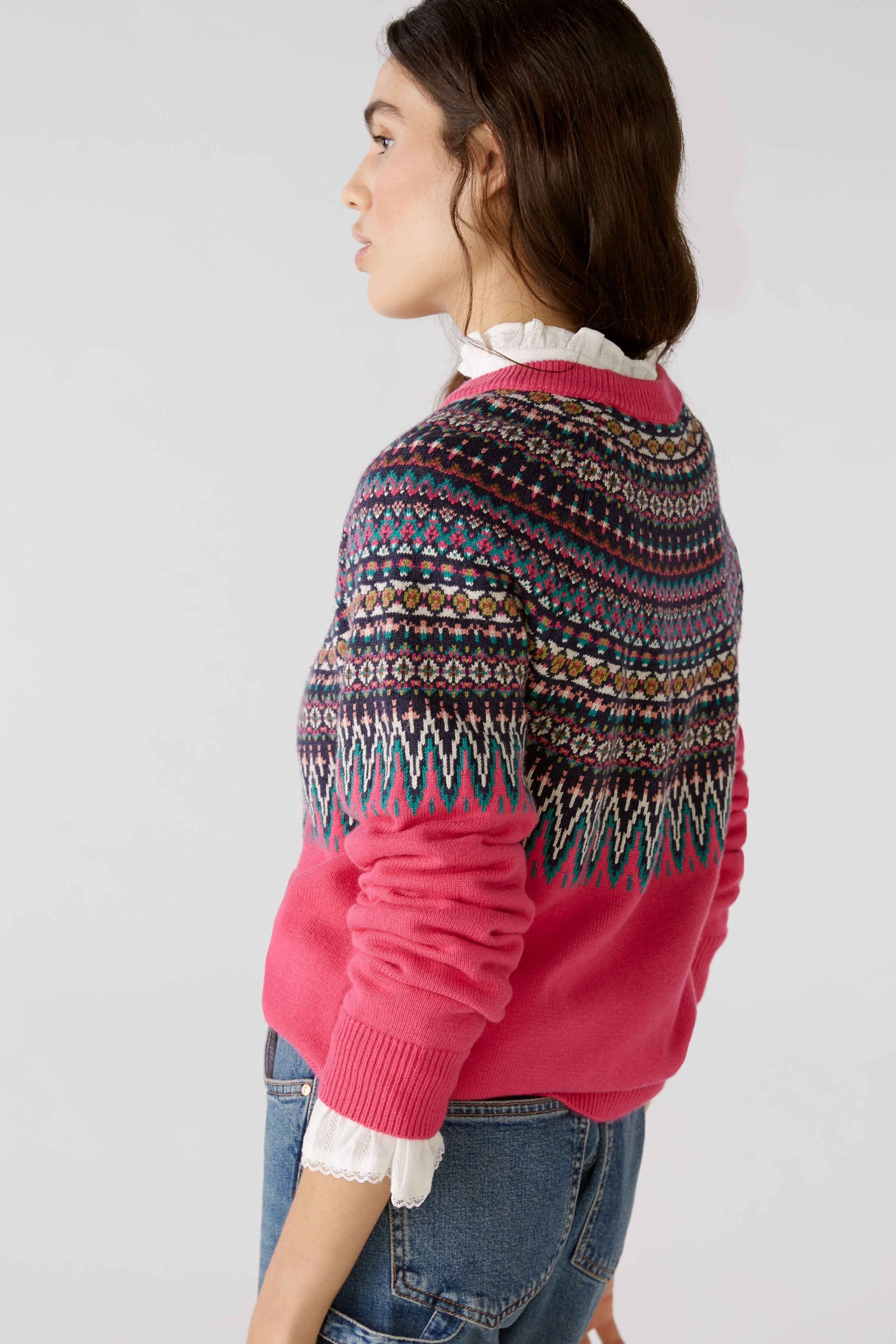 Multi-Color Knitted Sweater In Jacquard Oui