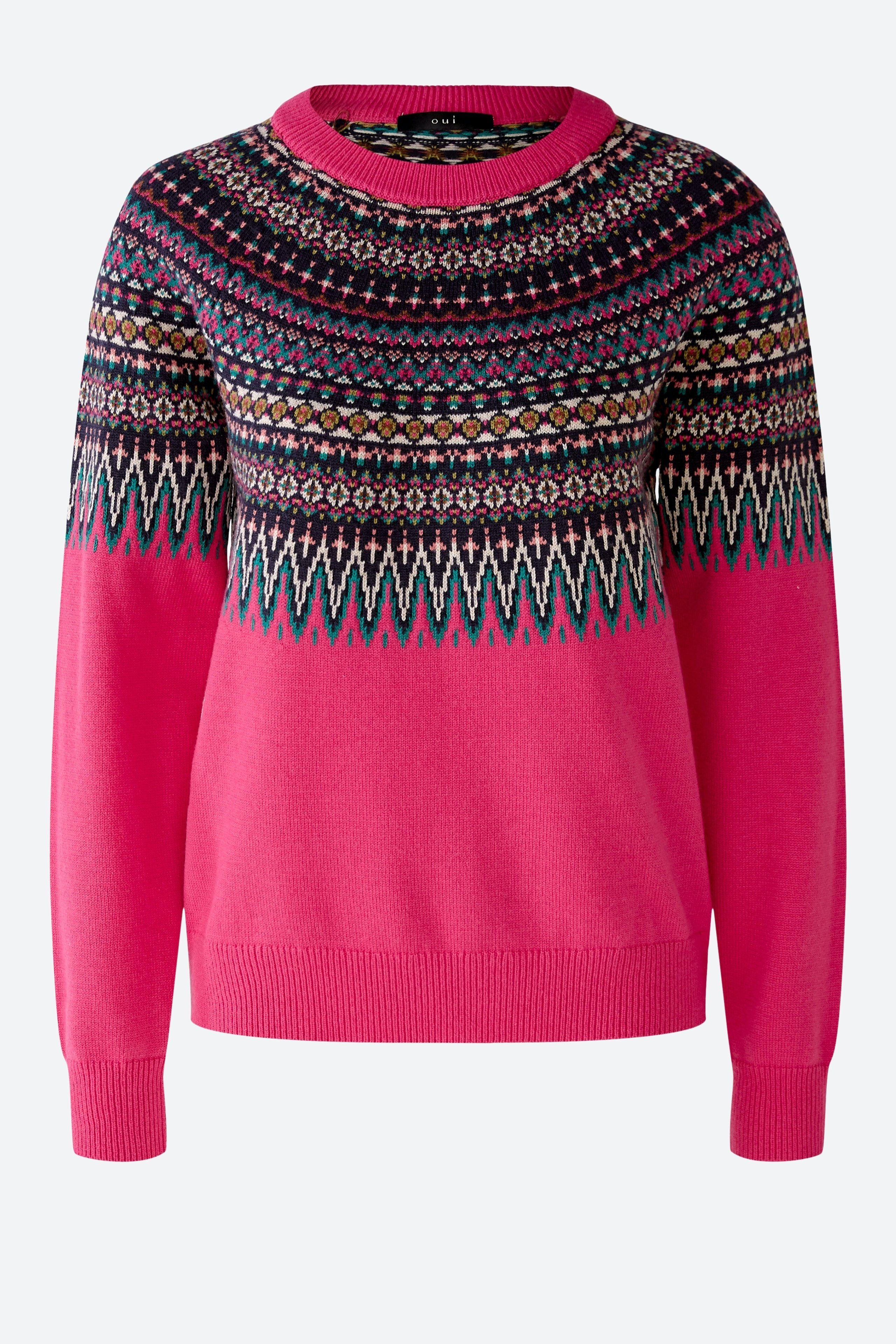 Multi-Color Knitted Sweater In Jacquard Oui