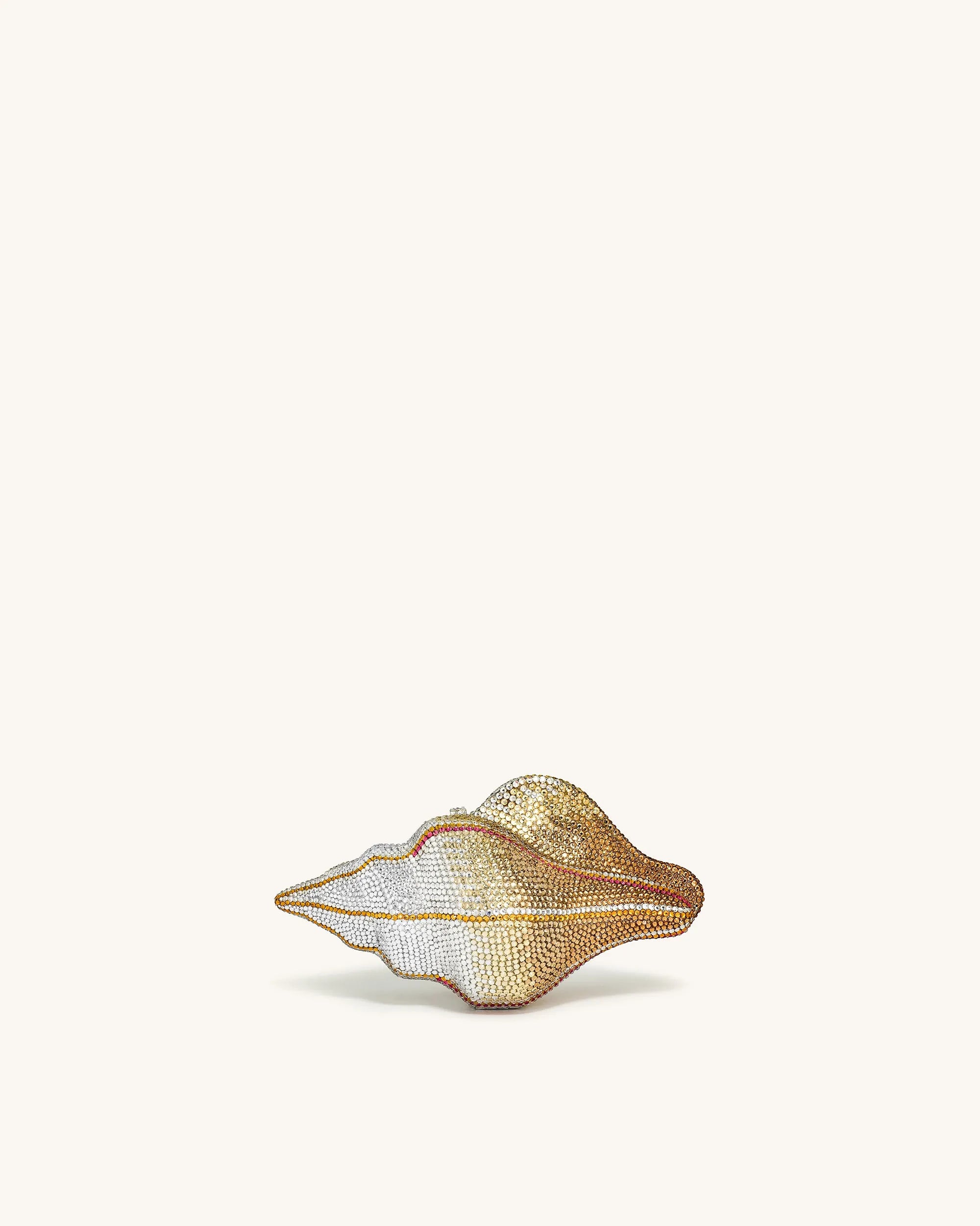 JW PEI Gold Women Conch Shape Faux Crystal Clutch - Gold SKU: 7C13-8_Gold Image 03