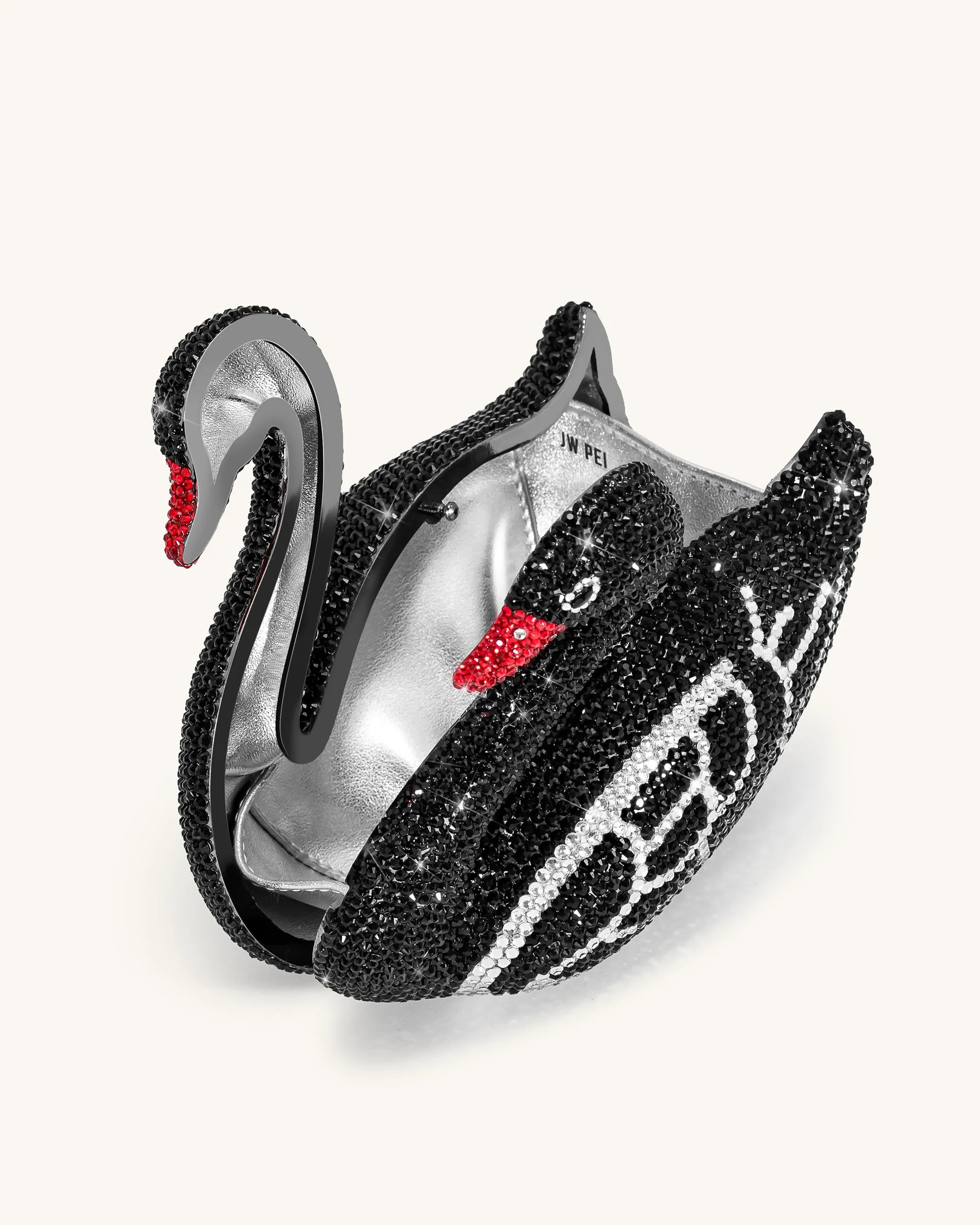 JW PEI Black Women Kinsley Crystal Swan Clutch - Black SKU: 7C181-1_Black Image 03