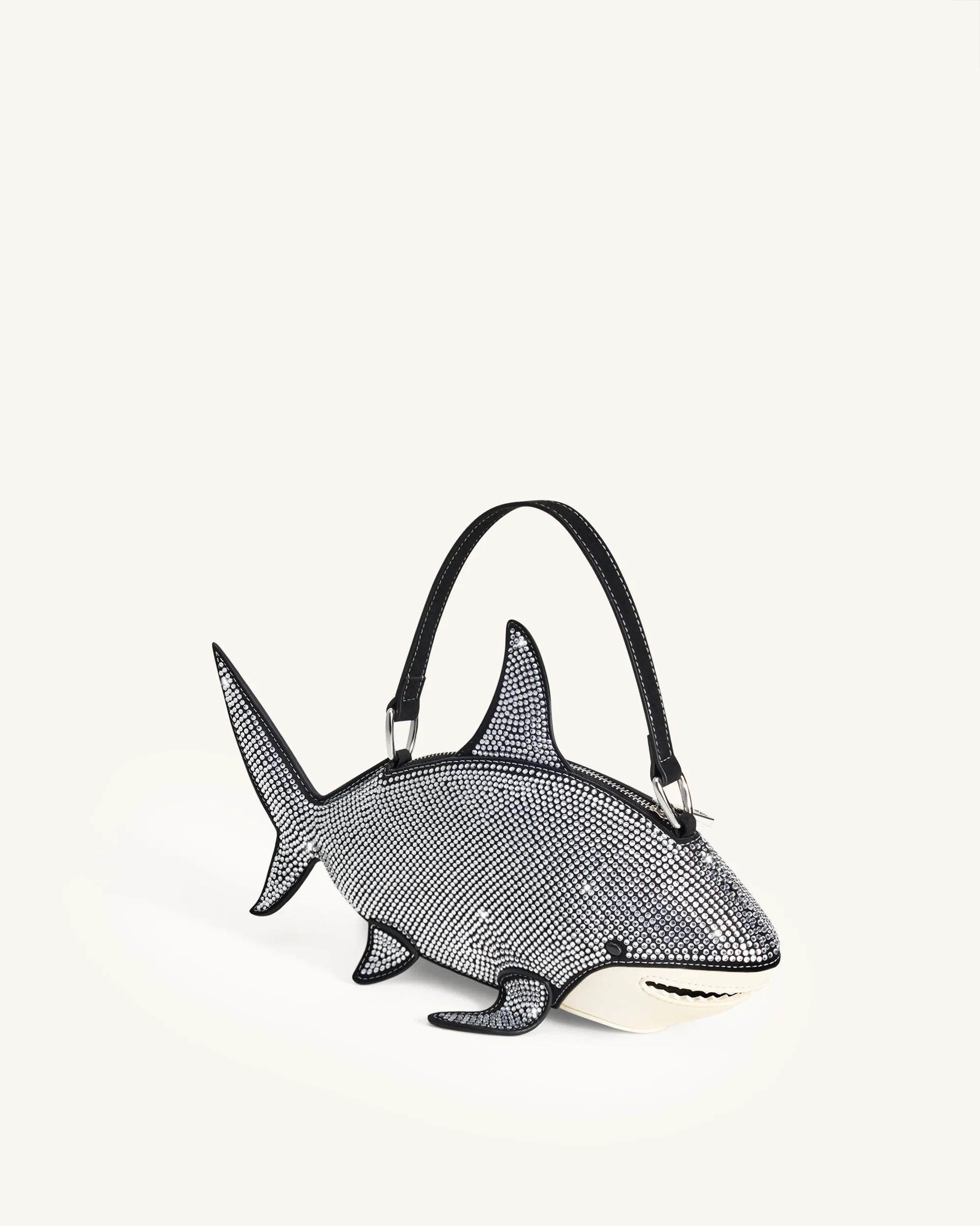 JW PEI Black Women Nerys Artificial Crystal Shark Top Handle Bag - Black SKU: 7C392-11_Black Image 02