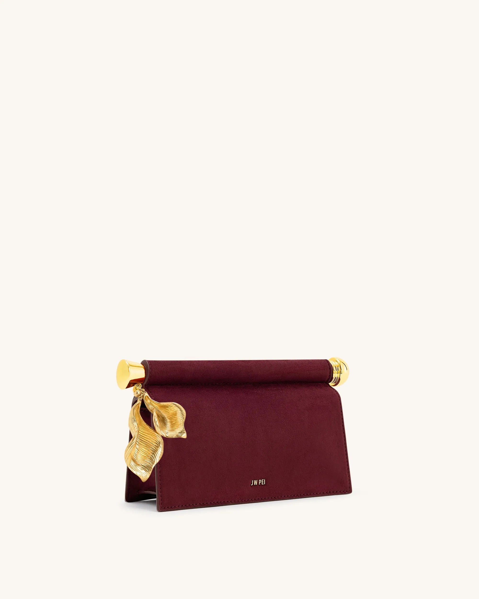 JW PEI Reddish Brown Women Holly Faux Suede Metal Pendant Embellished Clutch - Reddish Brown SKU: 7C52-33_Reddish Brown Image 02