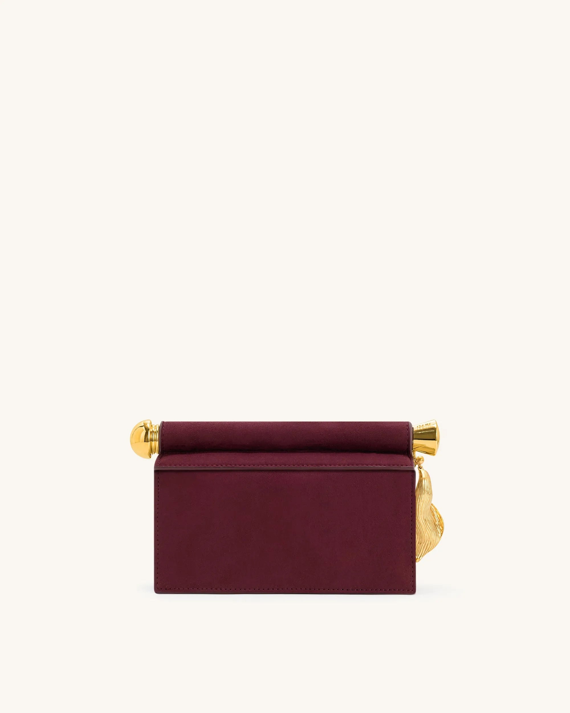 JW PEI Reddish Brown Women Holly Faux Suede Metal Pendant Embellished Clutch - Reddish Brown SKU: 7C52-33_Reddish Brown Image 03