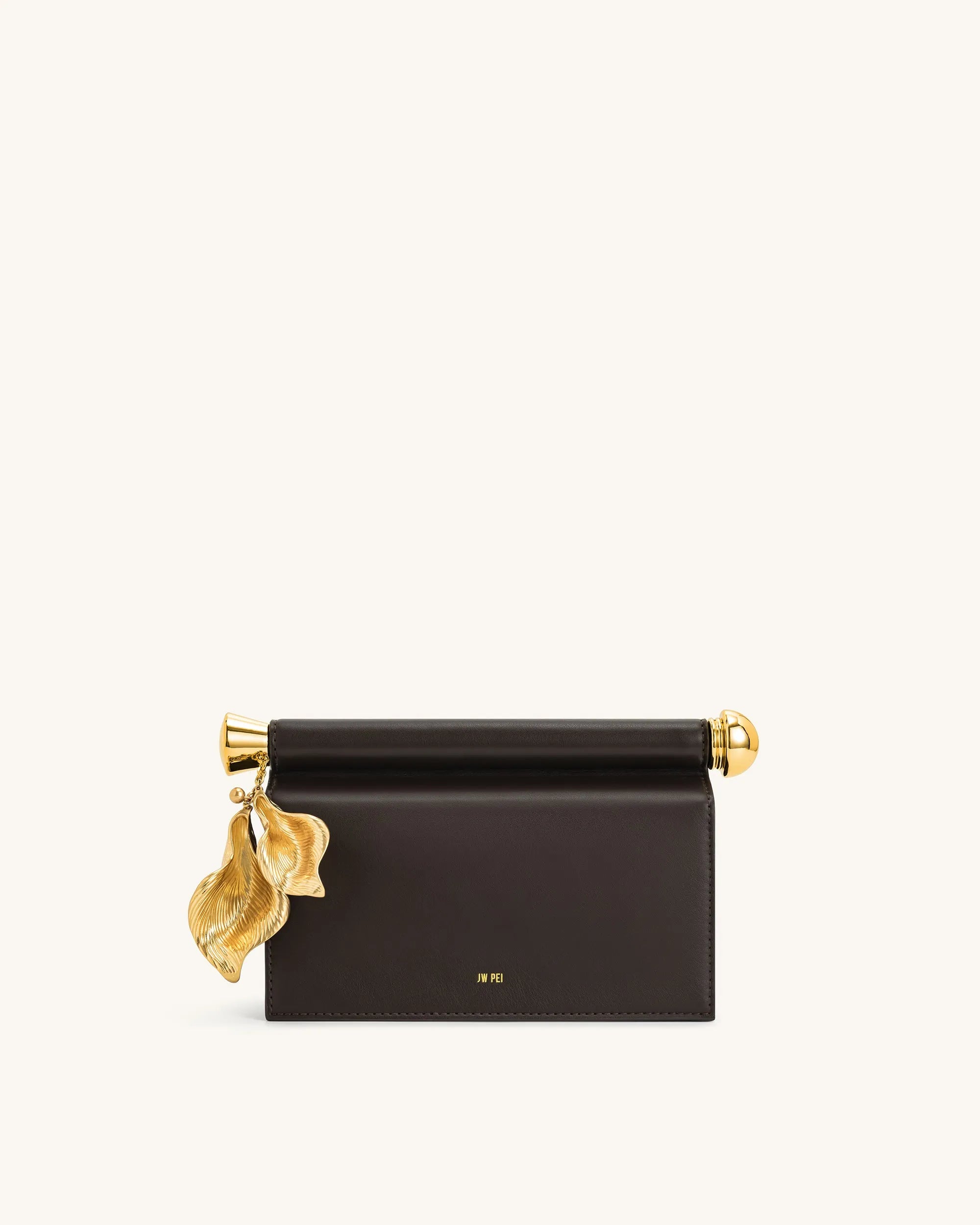JW PEI Dark Brown Women Holly Metal Pendant Embellished Clutch - Dark Brown SKU: 7C52-3_Dark Brown Image 01