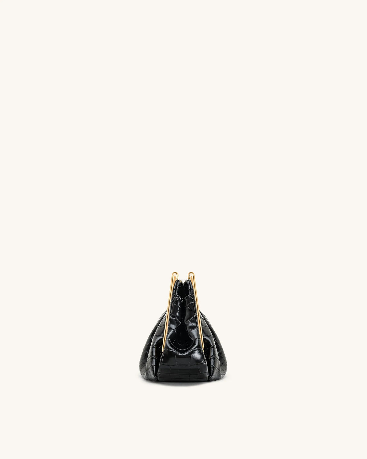 JW Pei Black Women Lila Faux Croc-Effect Metal Frame Clutch SKU: 7C57-12_Black Image 03