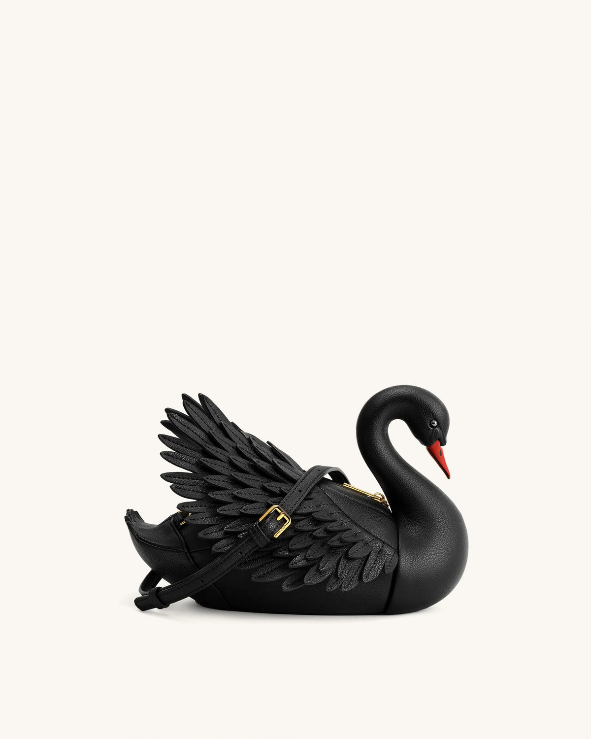 JW Pei Black Women Alani Swan Shaped Crossbody Bag SKU: 7C613-1_Black Image 01