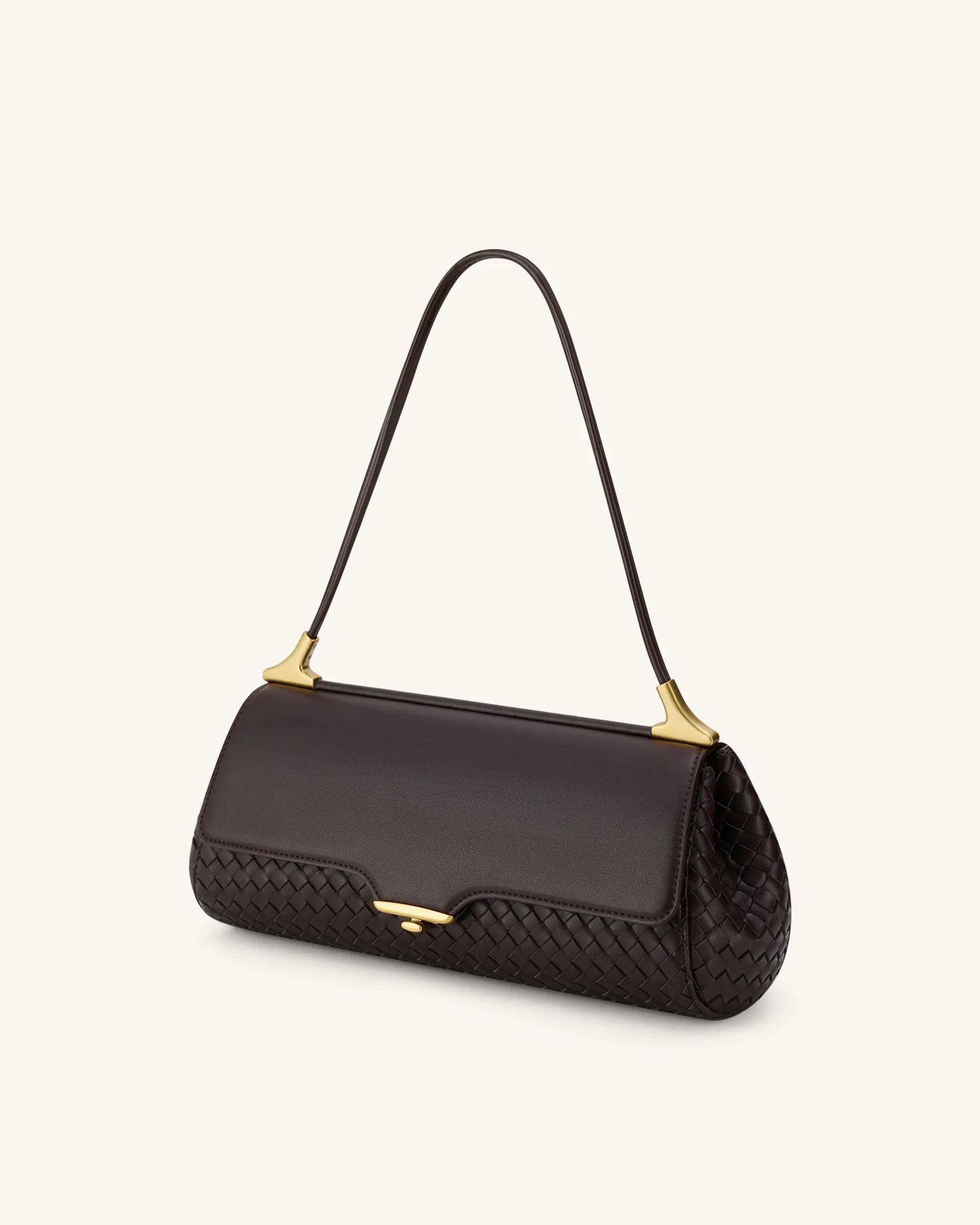 JW PEI Dark Brown Women Eloise Woven Shoulder Bag SKU: 7C66-35_Dark Brown Image 02