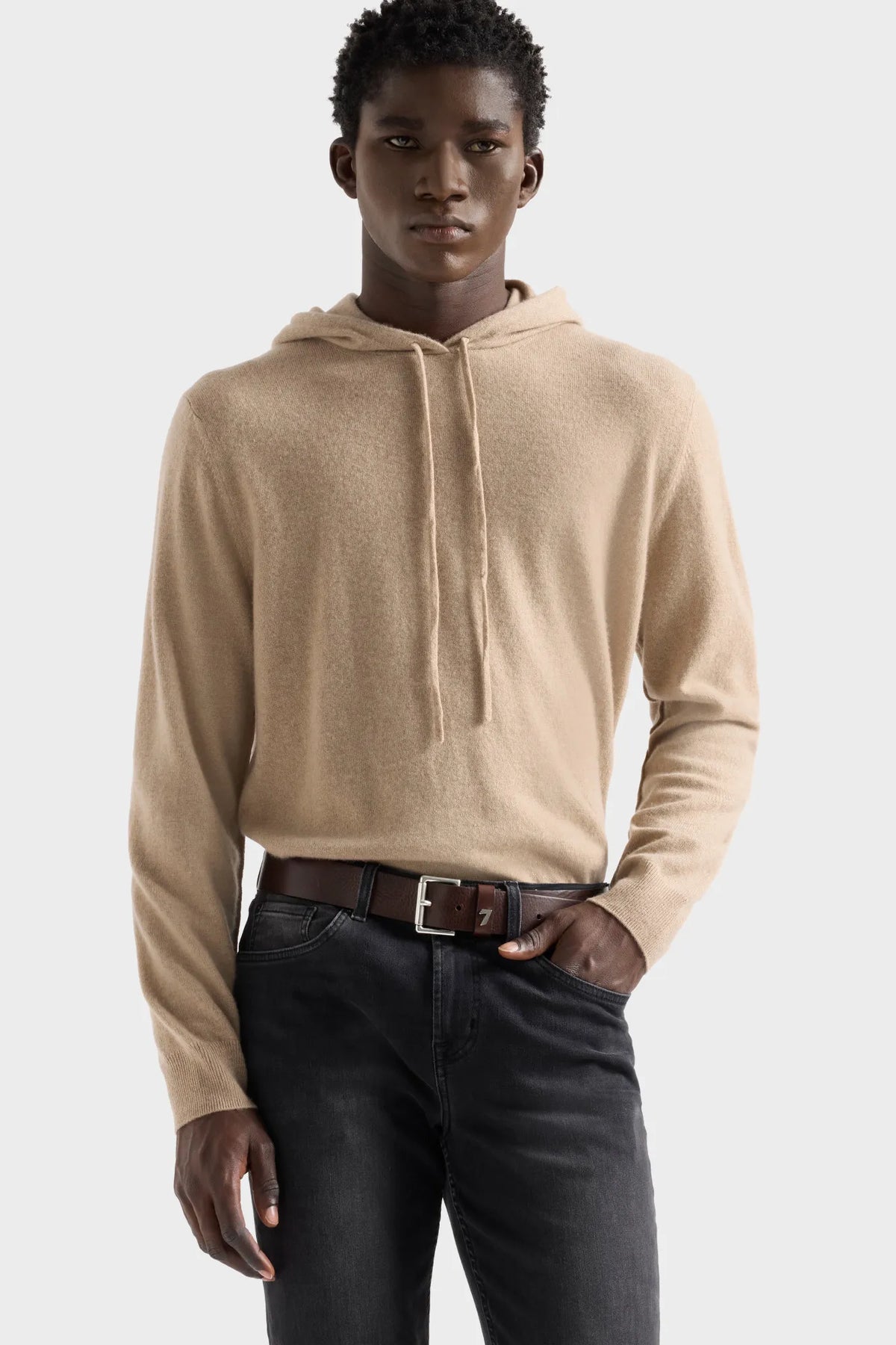 7 For All Mankind Amber Men Hoodie in Cashmere SKU: 7M0C0F16_1PM Image 02