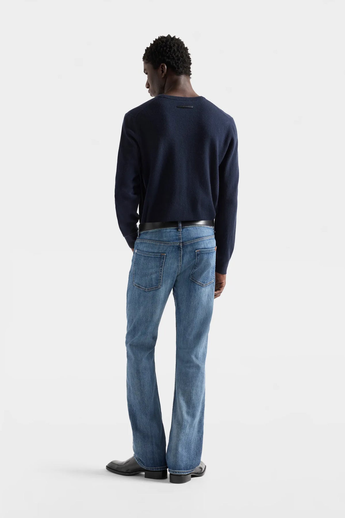 7 For All Mankind Blue Men Crewneck Sweater in Cashmere SKU: 7M0D0F16_1PJ Image 04