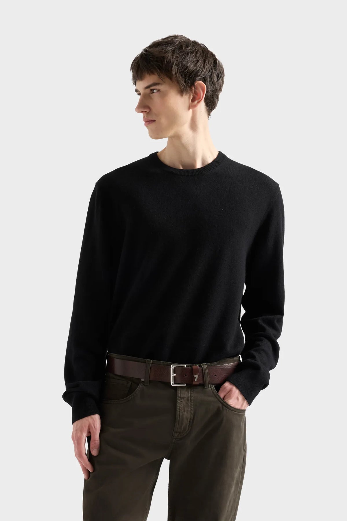 7 For All Mankind Coal Men Crewneck Sweater in Cashmere SKU: 7M0D0F16_1PK Image 02