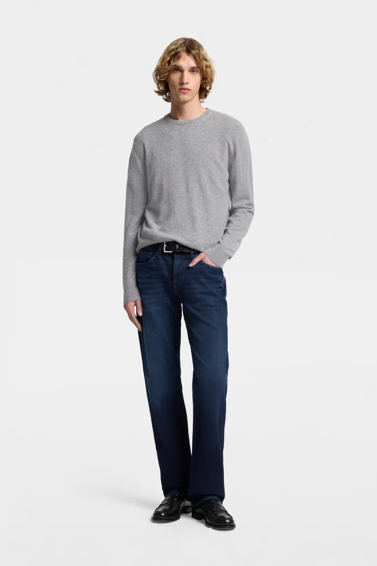 7 For All Mankind Slate Men Crewneck Sweater in Cashmere SKU: 7M0D0F16_1PO Image 01