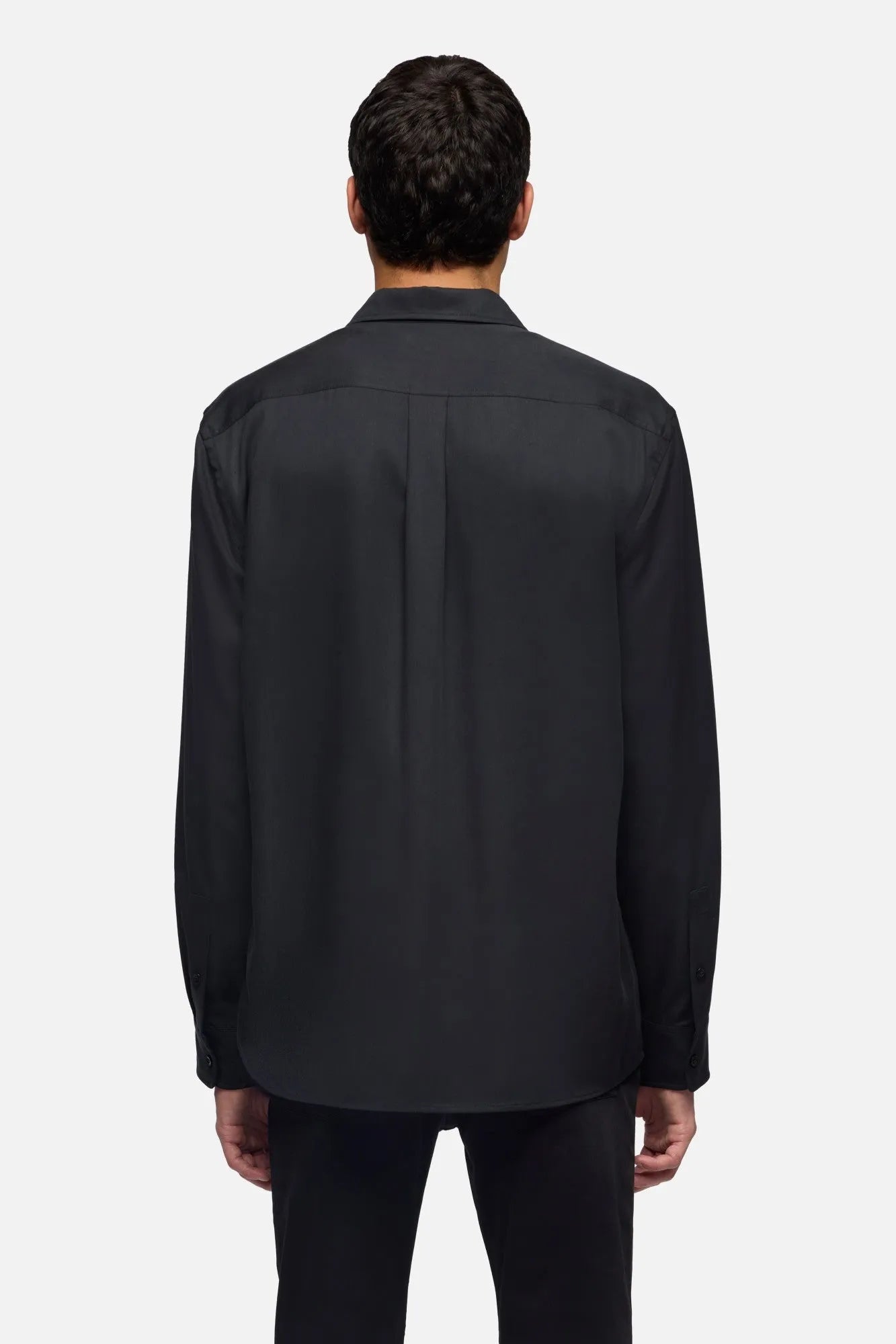 7 For All Mankind Black Men Military Shirt in Fluid SKU: 7M1L0G05_3FC Image 05
