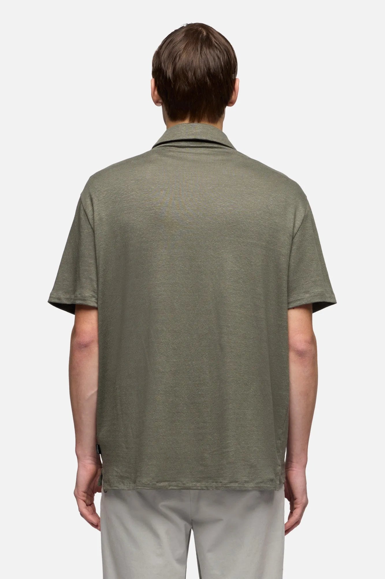 7 For All Mankind Army Men Polo in Linen Blend SKU: 7M720E99_3FG Image 05