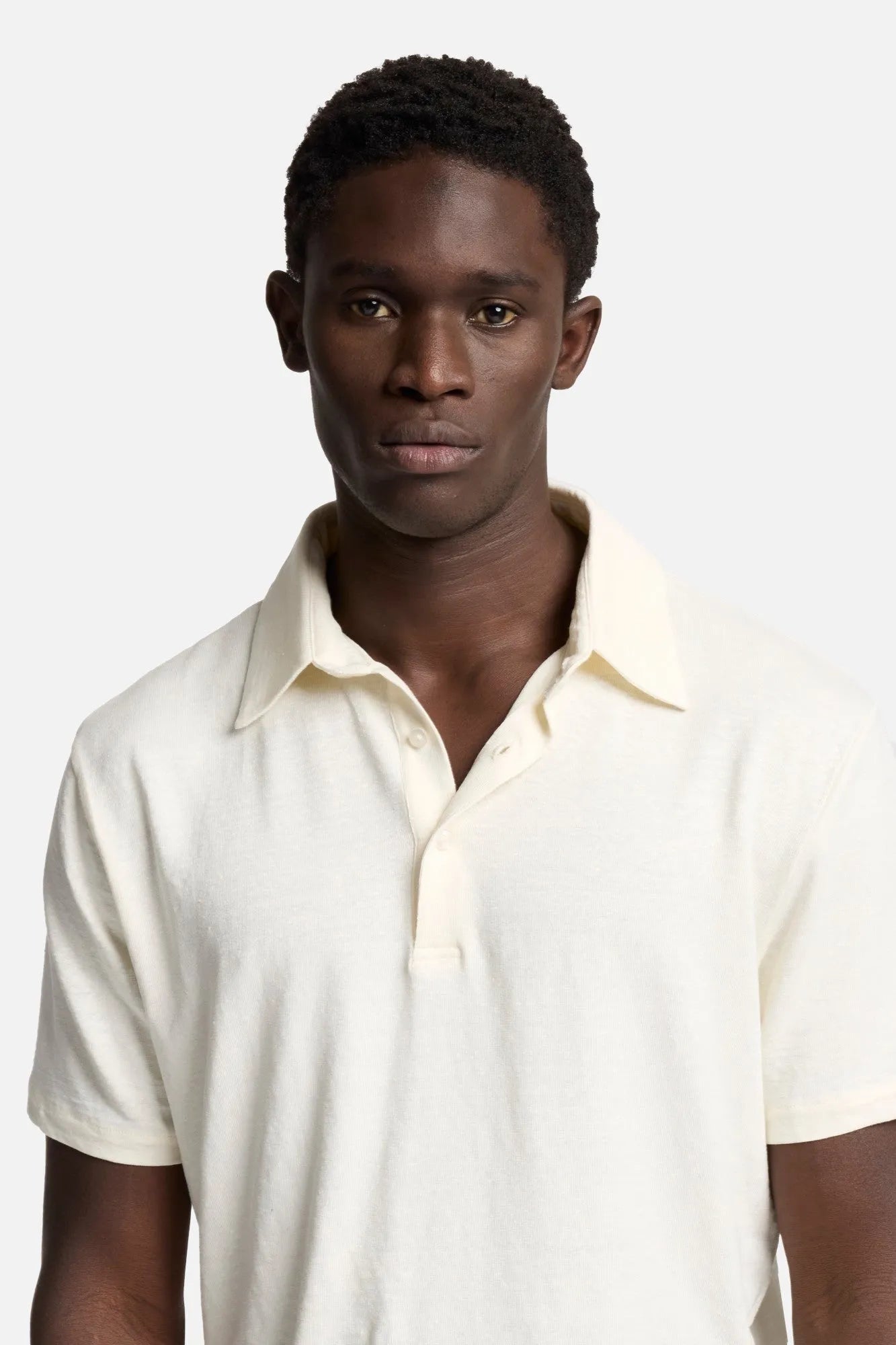 7 For All Mankind White Men Polo in Linen SKU: 7M720E99_LWE Image 04