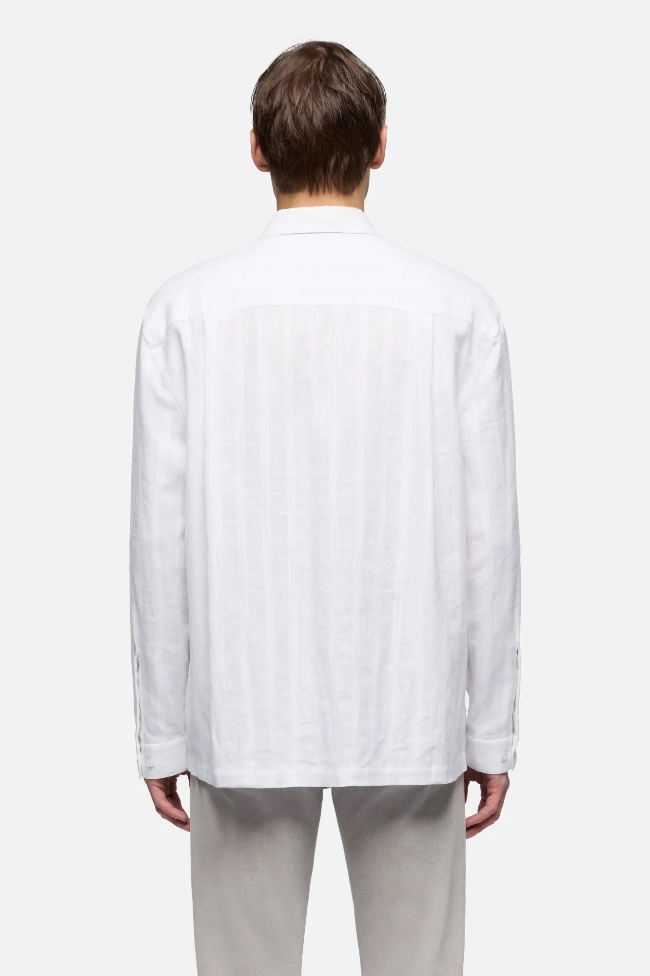 7 For All Mankind White Men Utility Shirt in Cotton Linen SKU: 7M8U0G73_3I0 Image 05