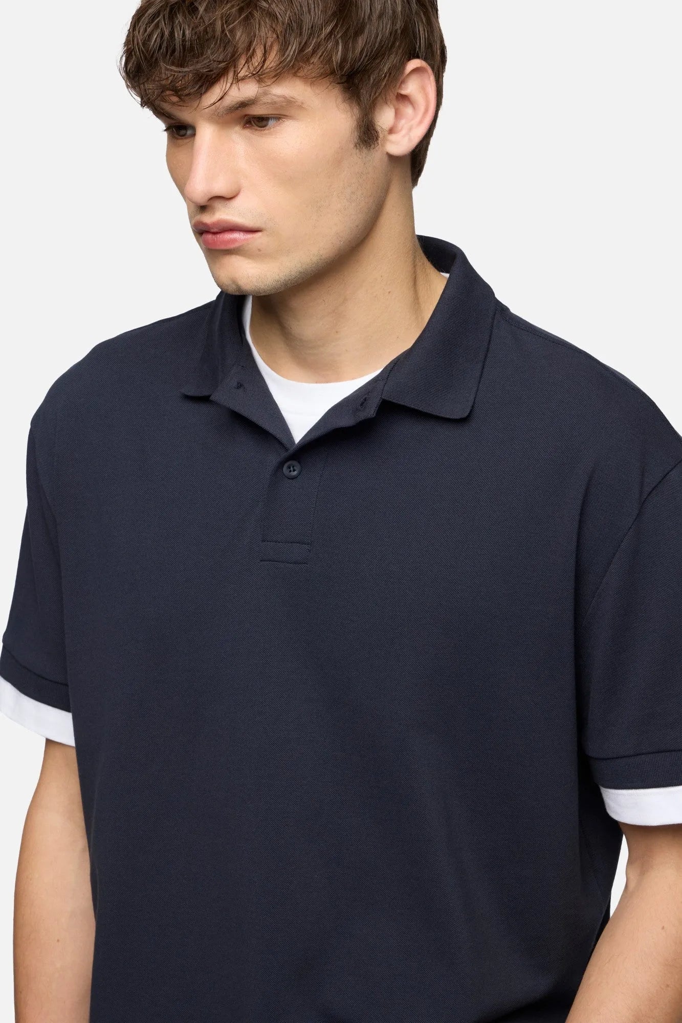 7 For All Mankind Midnight Men Double Layer Polo SKU: 7M8W0G76_3HU Image 04