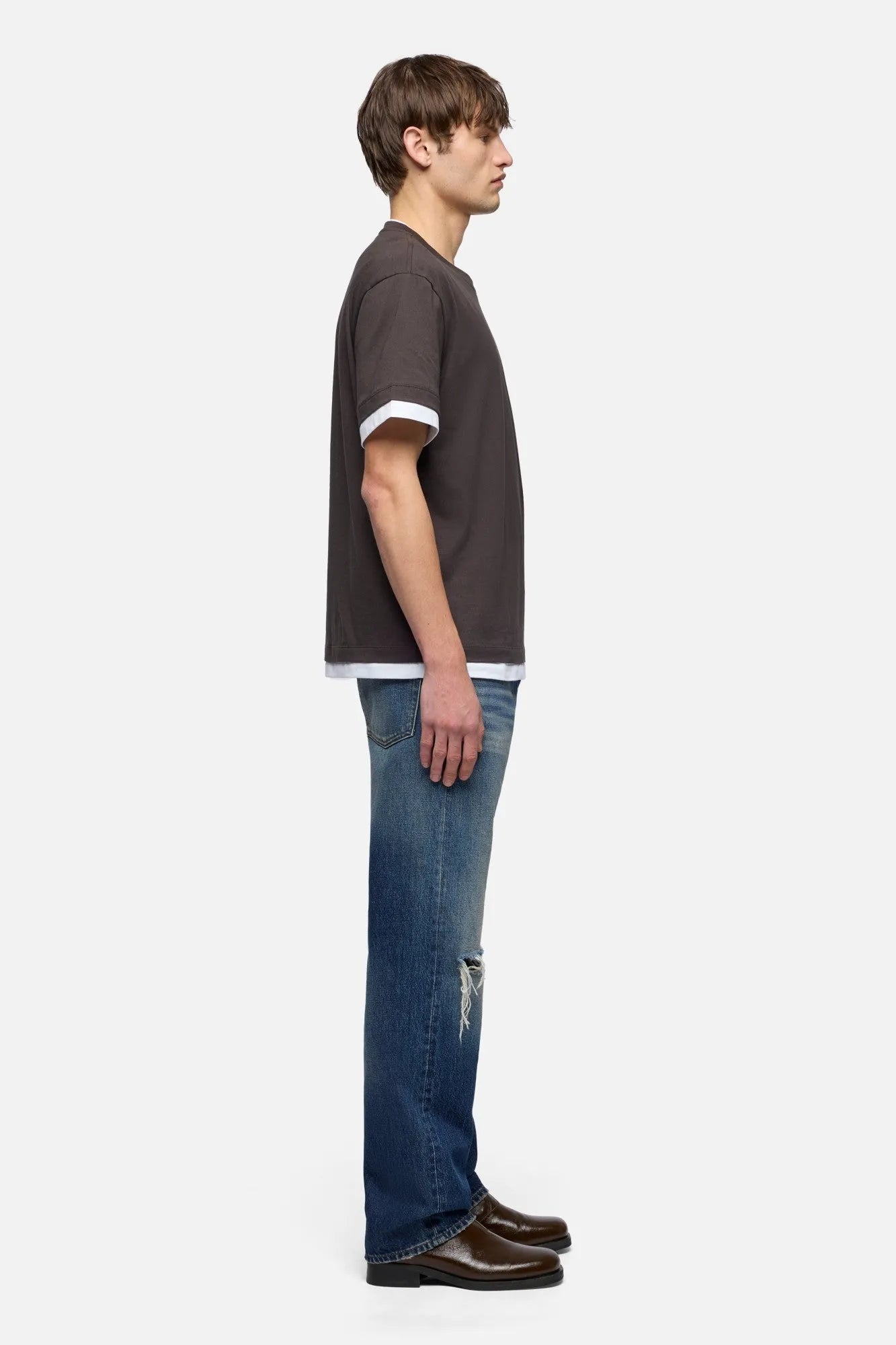 7 For All Mankind Espresso Men Double Layer Tee SKU: 7M8X0G54_3E9 Image 06