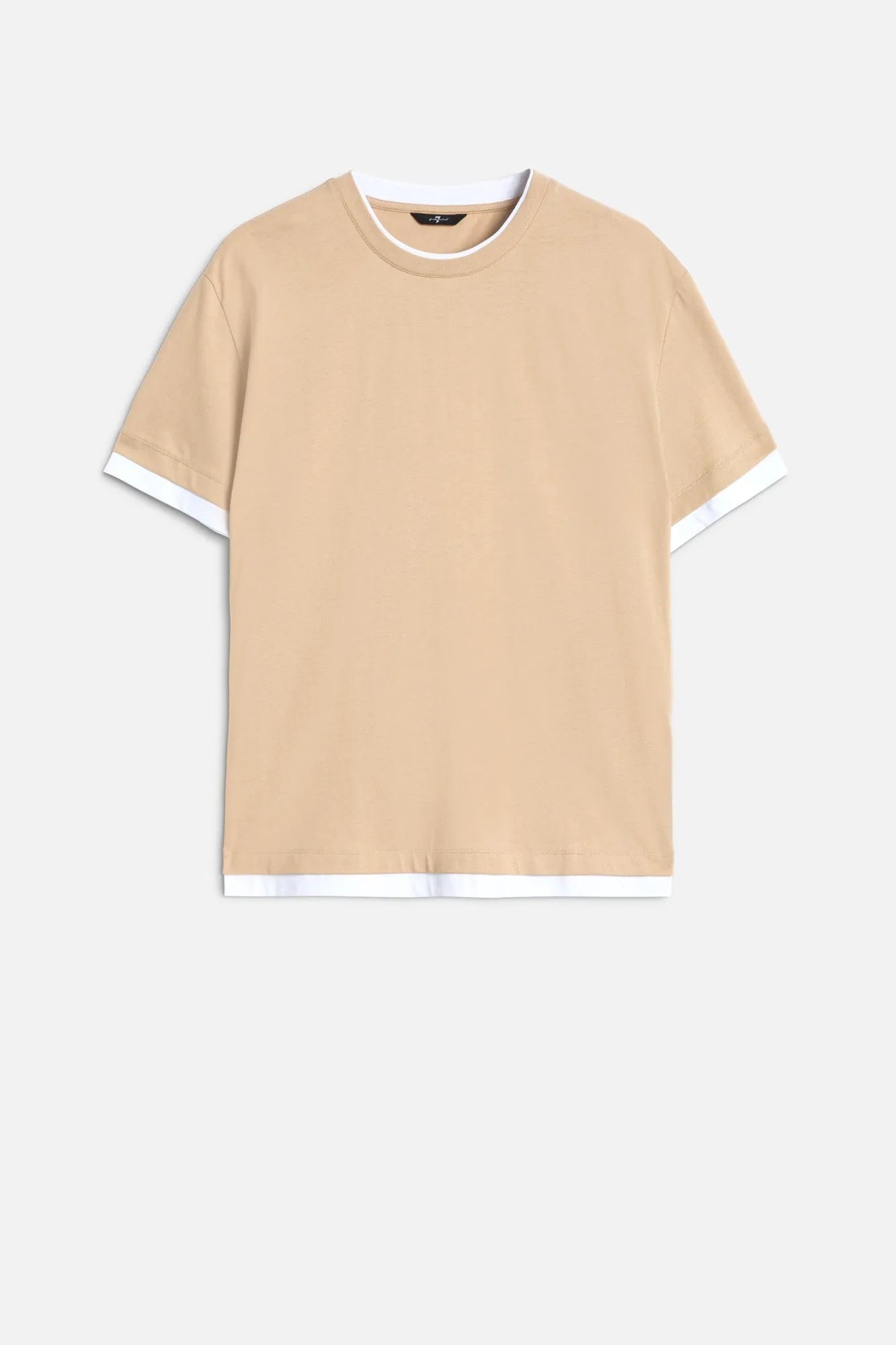 7 For All Mankind Tan Men Double Layer Tee SKU: 7M8X0G54_3FB Image 01