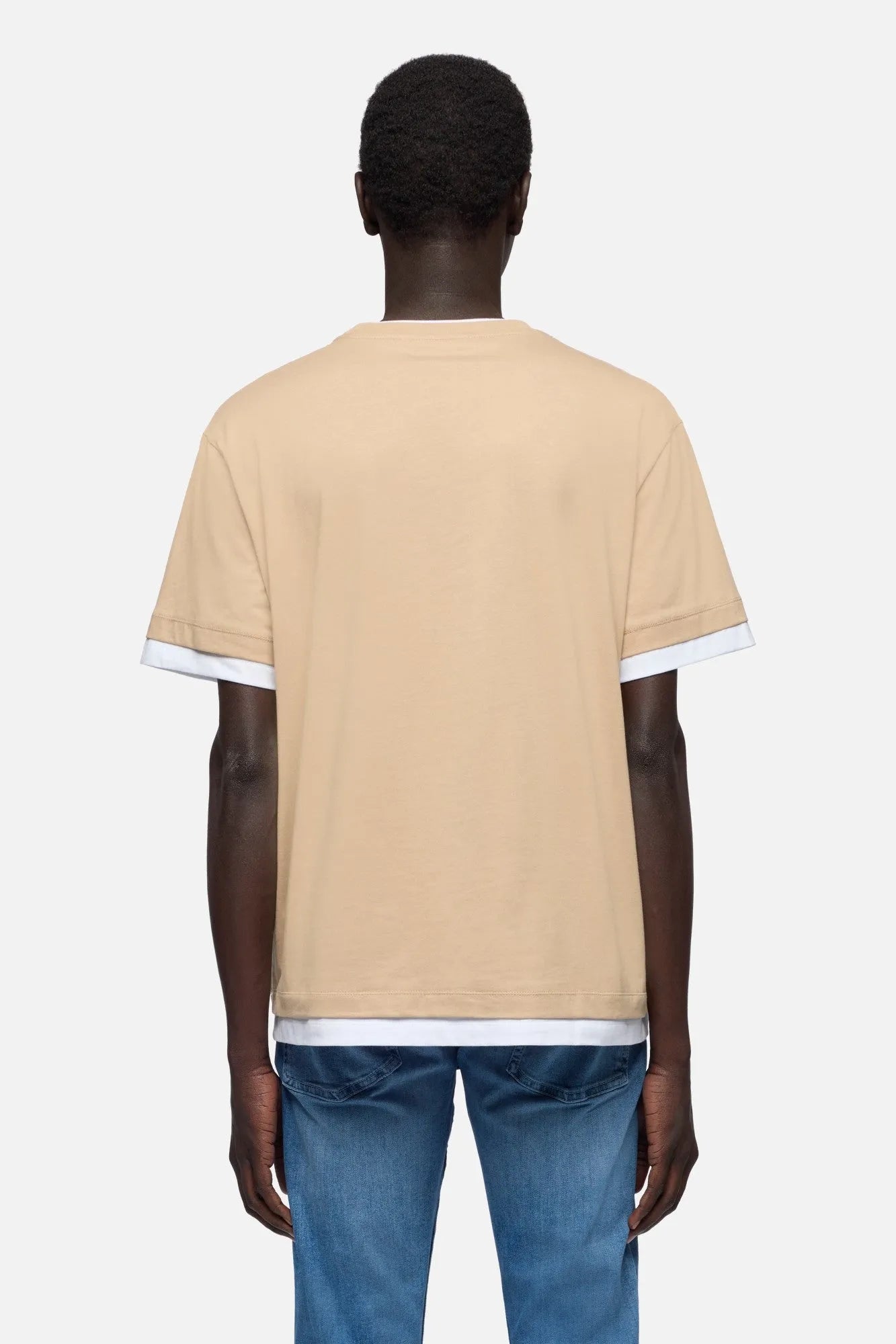 7 For All Mankind Tan Men Double Layer Tee SKU: 7M8X0G54_3FB Image 05