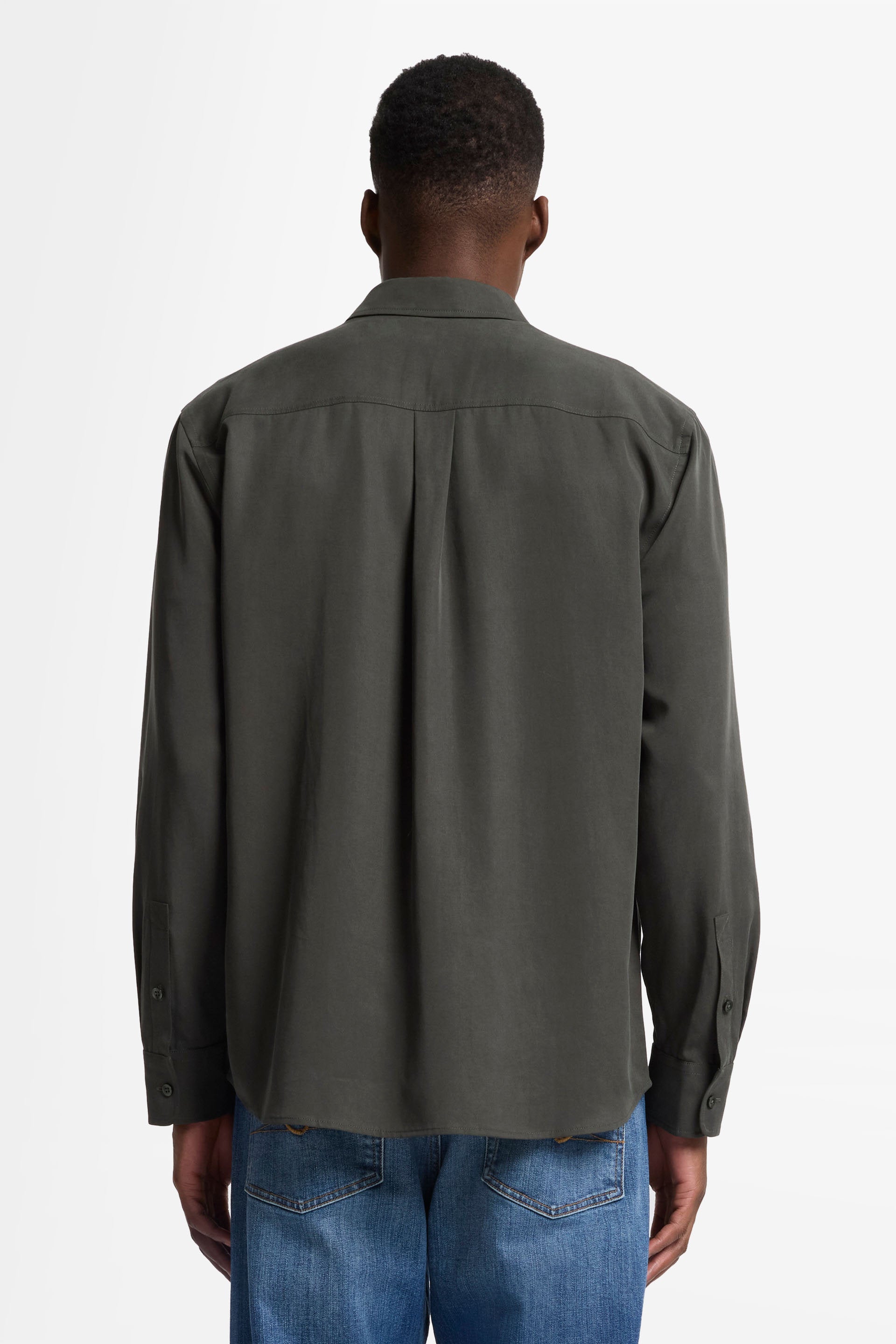 7 For All Mankind_Military Shirt Lyocell Forest Green with Pockets_7MC11W37-FOR_FOR_05