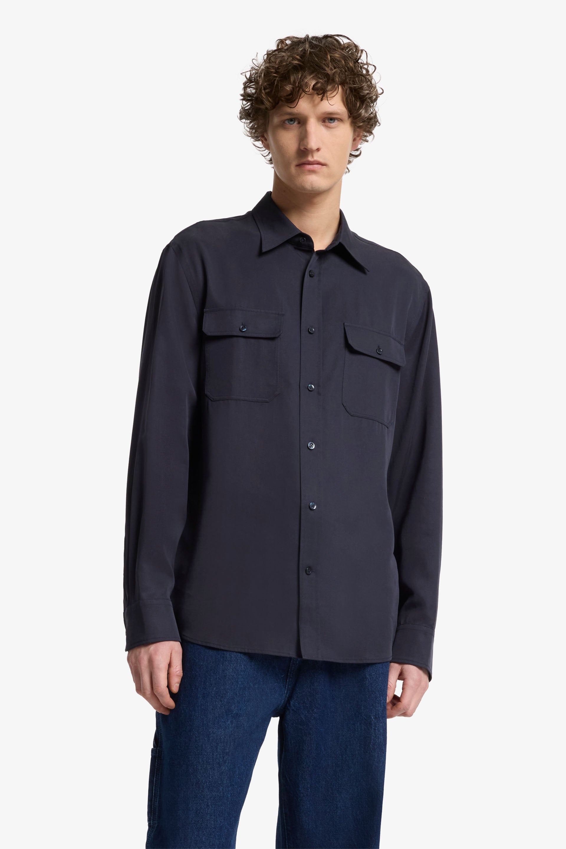 7 For All Mankind_Military Shirt Lyocell Navy with Pockets_7MC11W37-NVY_NVY_01