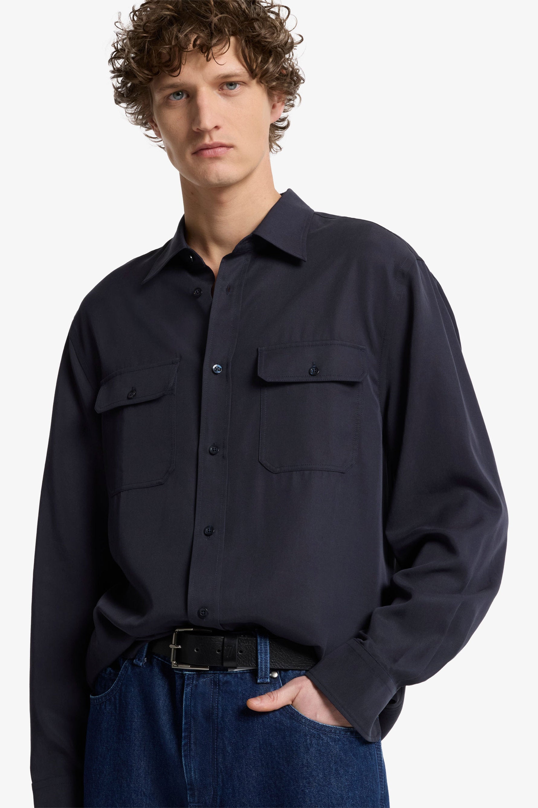 7 For All Mankind_Military Shirt Lyocell Navy with Pockets_7MC11W37-NVY_NVY_04