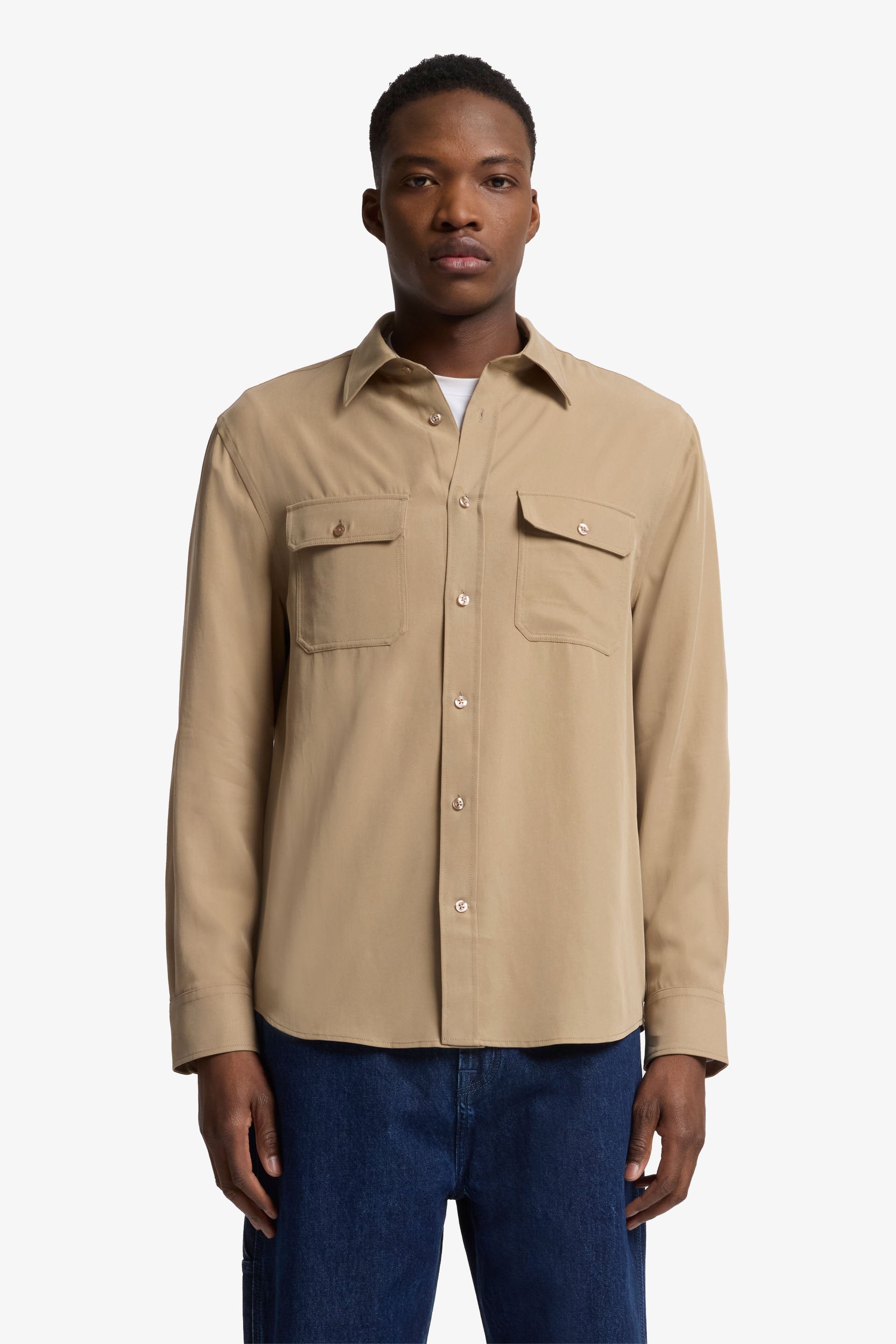 7 For All Mankind_Military Shirt Lyocell Taupe with Pockets_7MC11W37-TAU_TAU_01