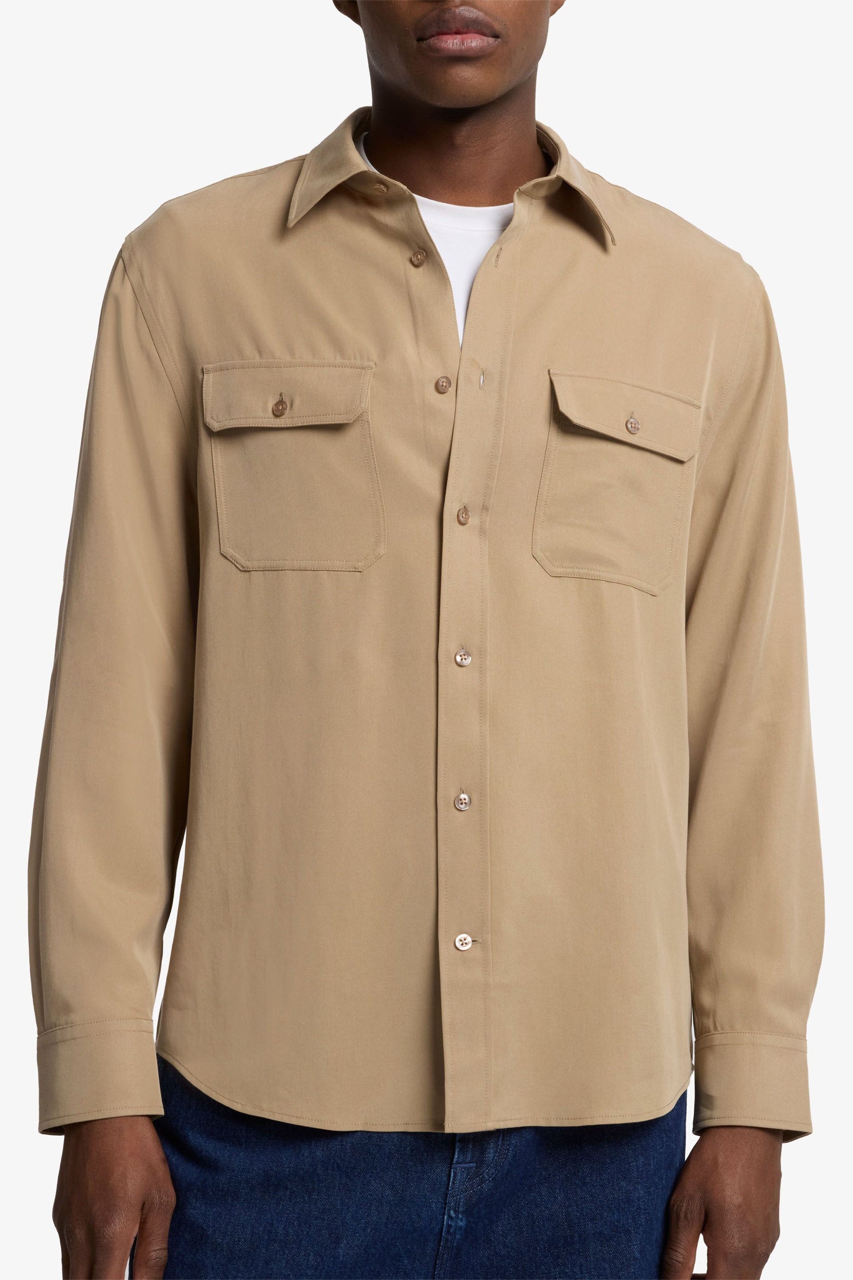 7 For All Mankind_Military Shirt Lyocell Taupe with Pockets_7MC11W37-TAU_TAU_04