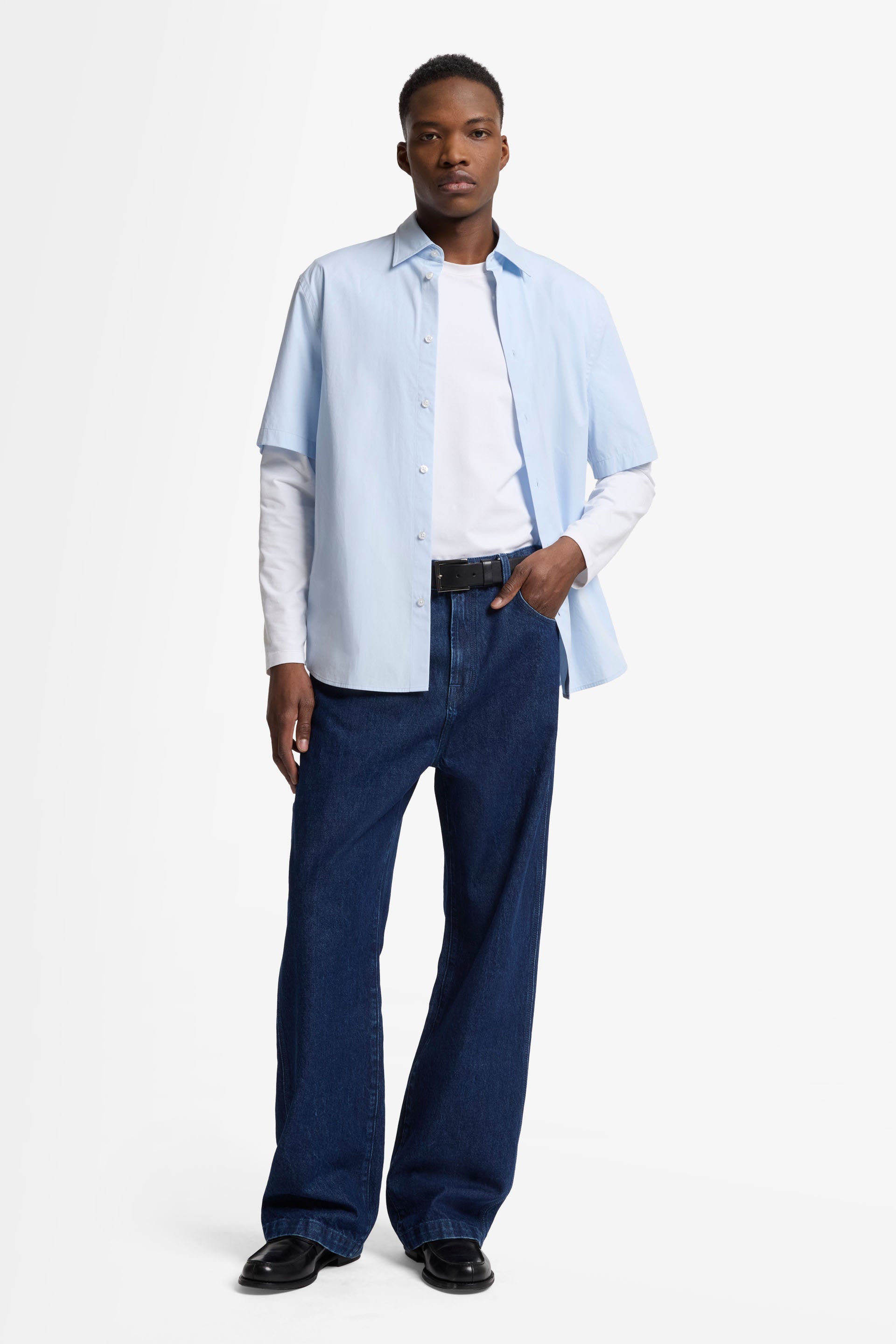 7 For All Mankind_S/S Regular Shirt Popeline Ice Blue_7MC12W36-IEE_IEE_02