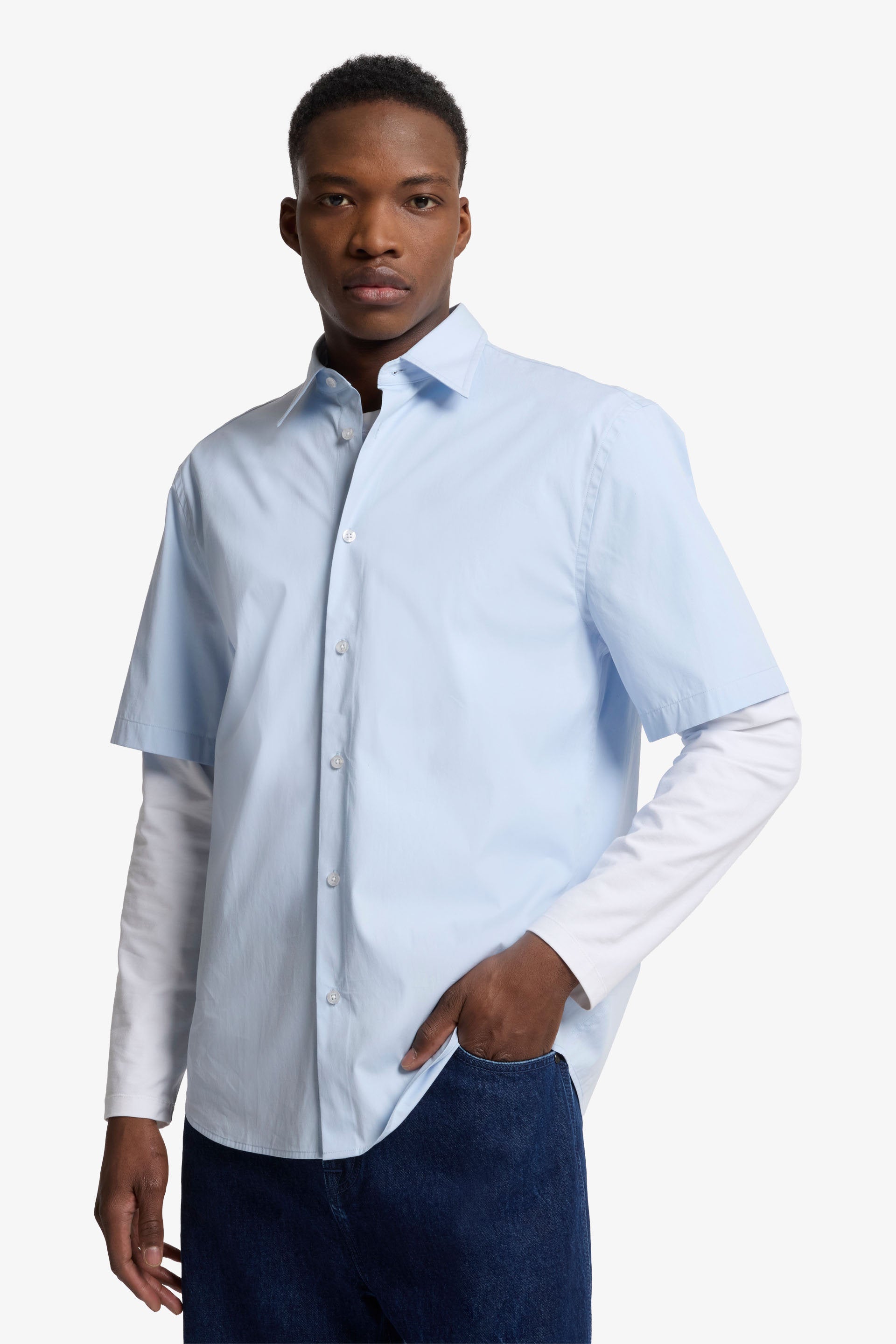 7 For All Mankind_S/S Regular Shirt Popeline Ice Blue_7MC12W36-IEE_IEE_04