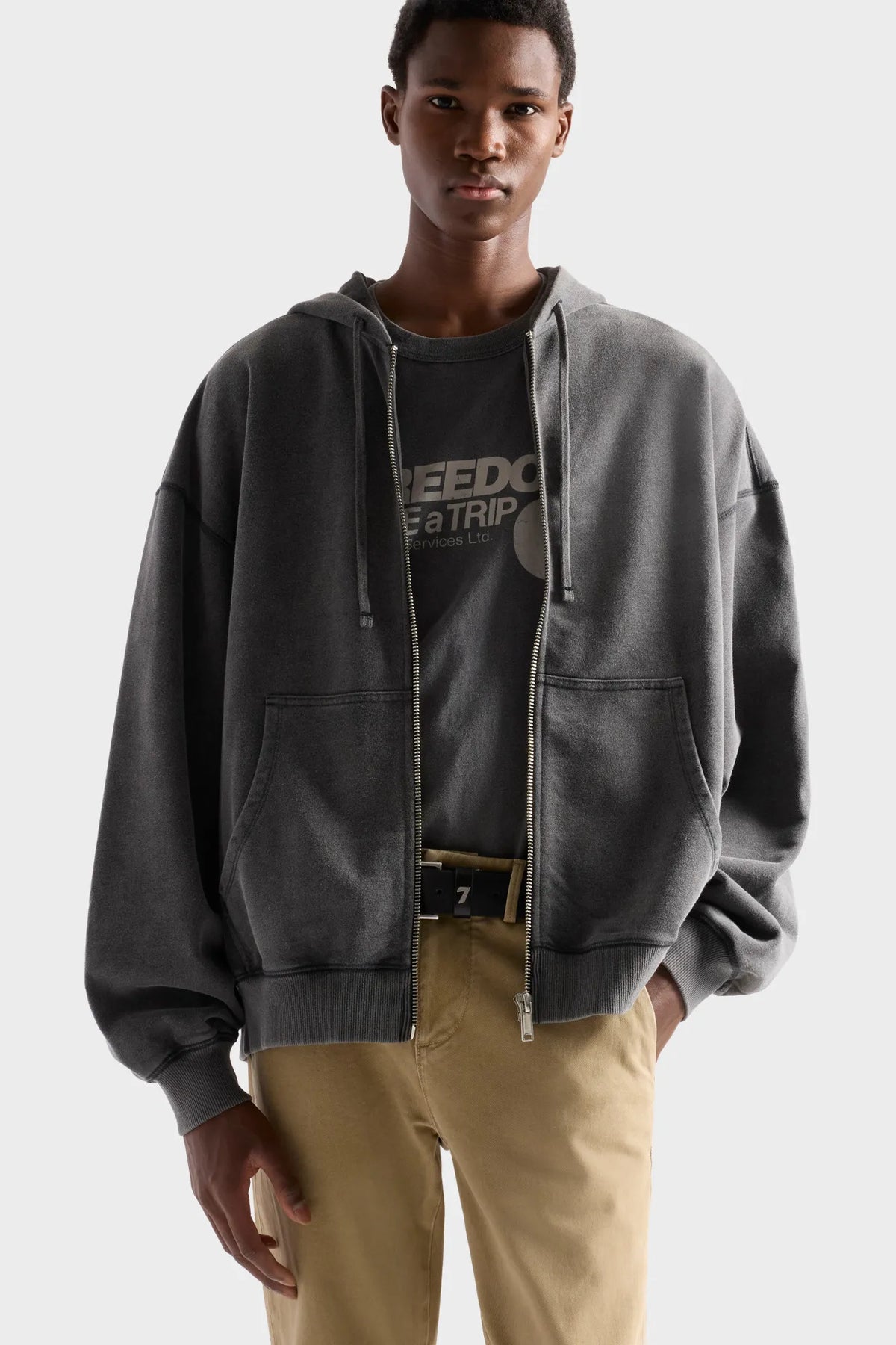 7 For All Mankind Black Men Zip Hoodie SKU: 7MDS0H52_1HW Image 02