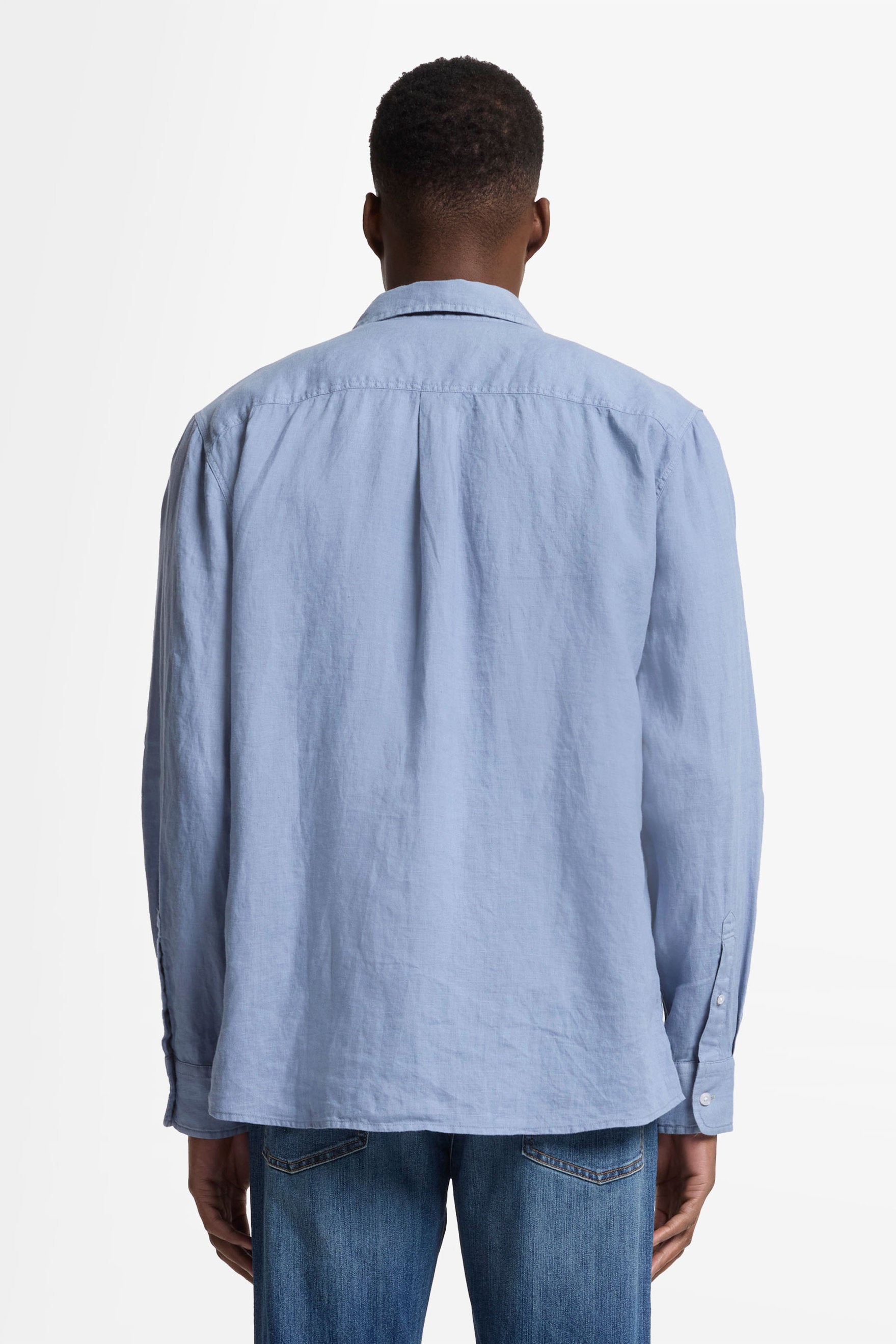 7 For All Mankind_Regular L/S Shirt Linen Slate Blue_7MS07W32-1FG_1FG_05