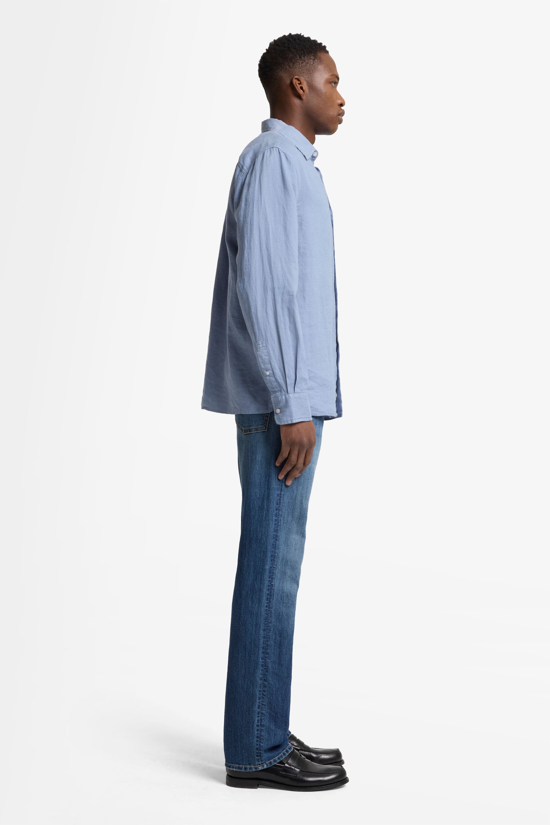 7 For All Mankind_Regular L/S Shirt Linen Slate Blue_7MS07W32-1FG_1FG_06