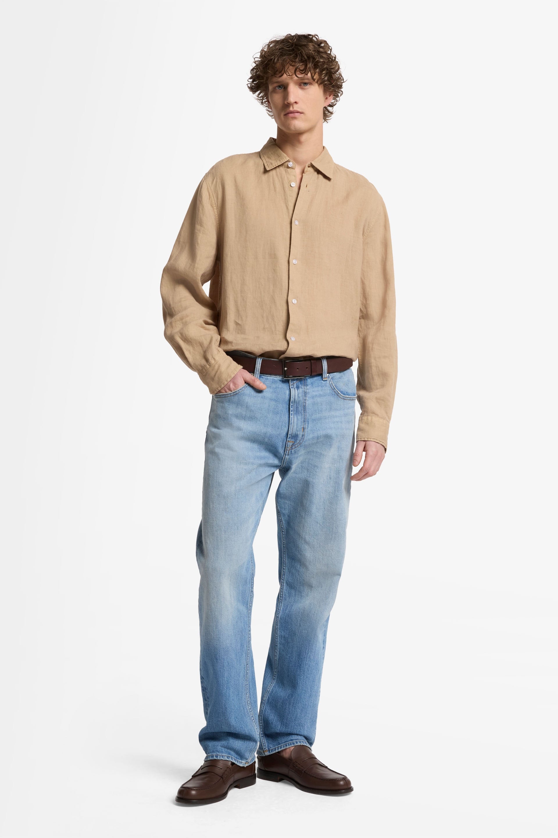 7 For All Mankind_Regular Shirt Linen Beige_7MS07W32-1FH_1FH_03