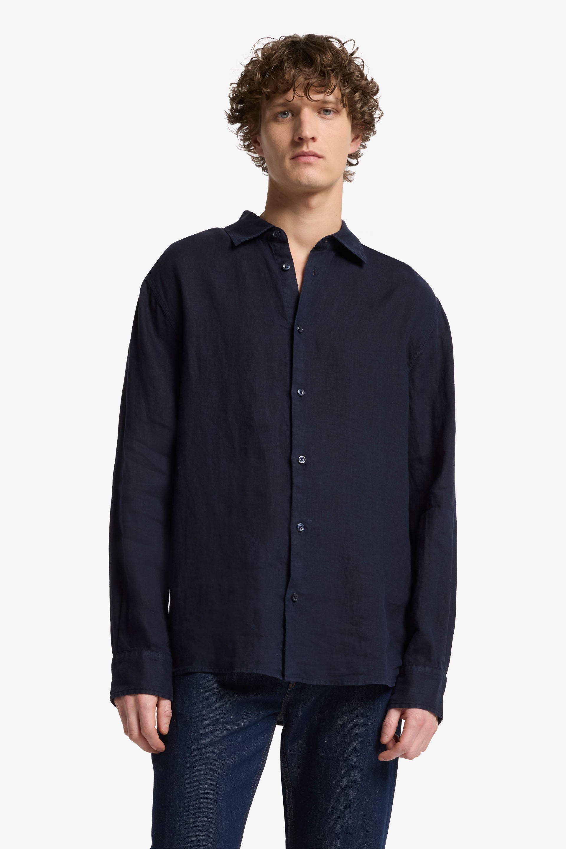 7 For All Mankind_Regular Shirt Linen Navy_7MS07W32-NVY_NVY_02