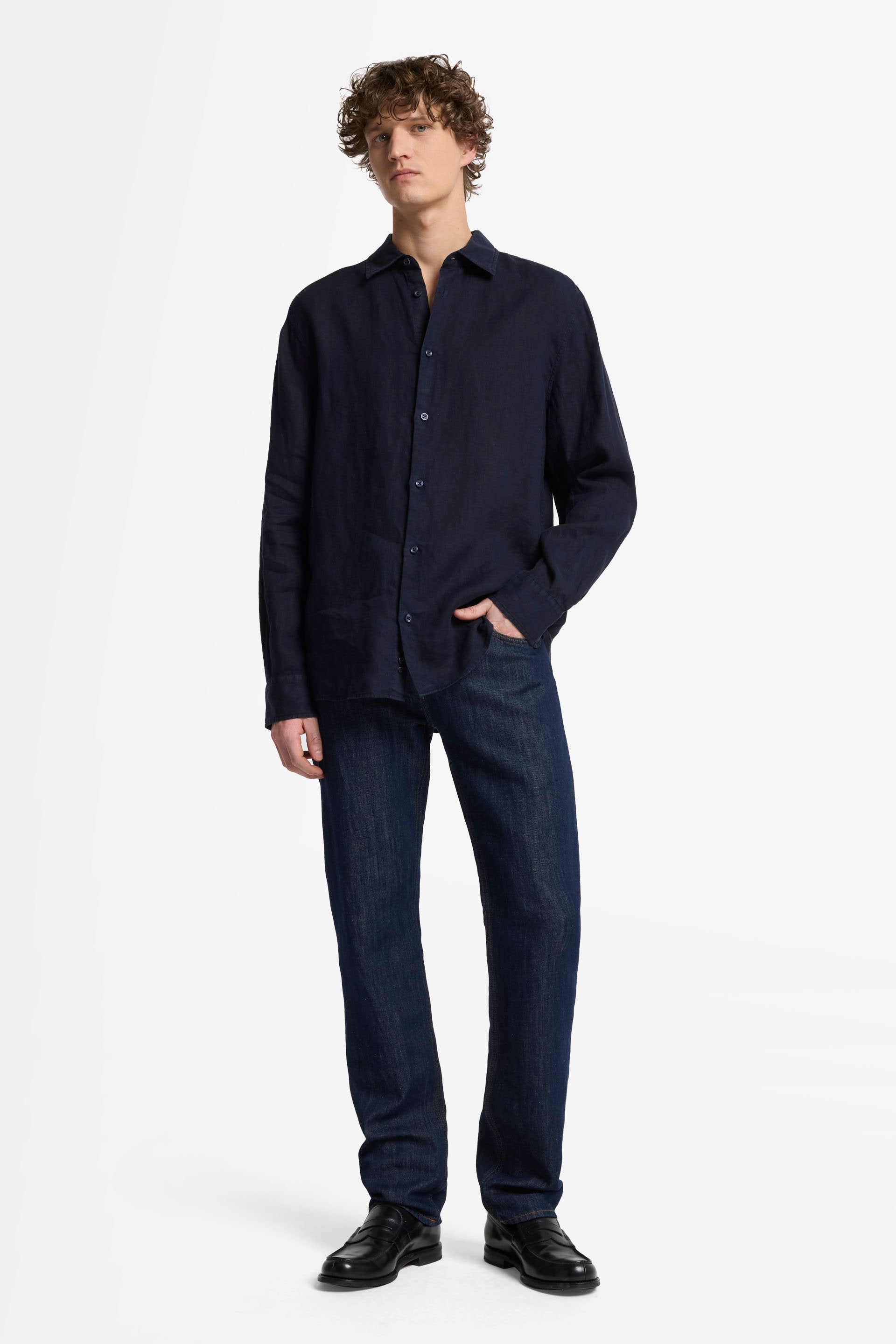 7 For All Mankind_Regular Shirt Linen Navy_7MS07W32-NVY_NVY_03
