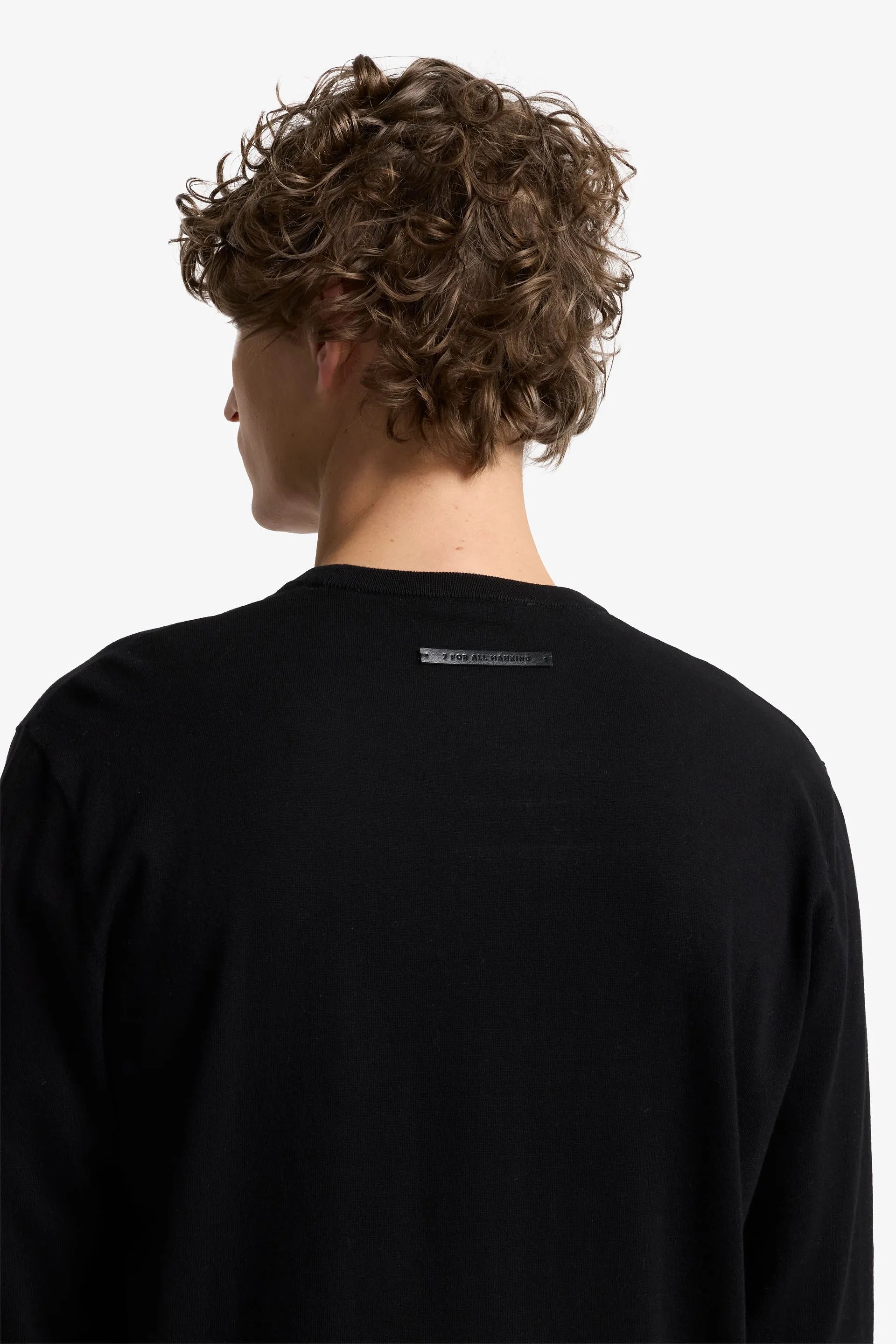 7 For All Mankind_Black_Round Neck Sweater Cotton Black_7MS08K22_BLK_03