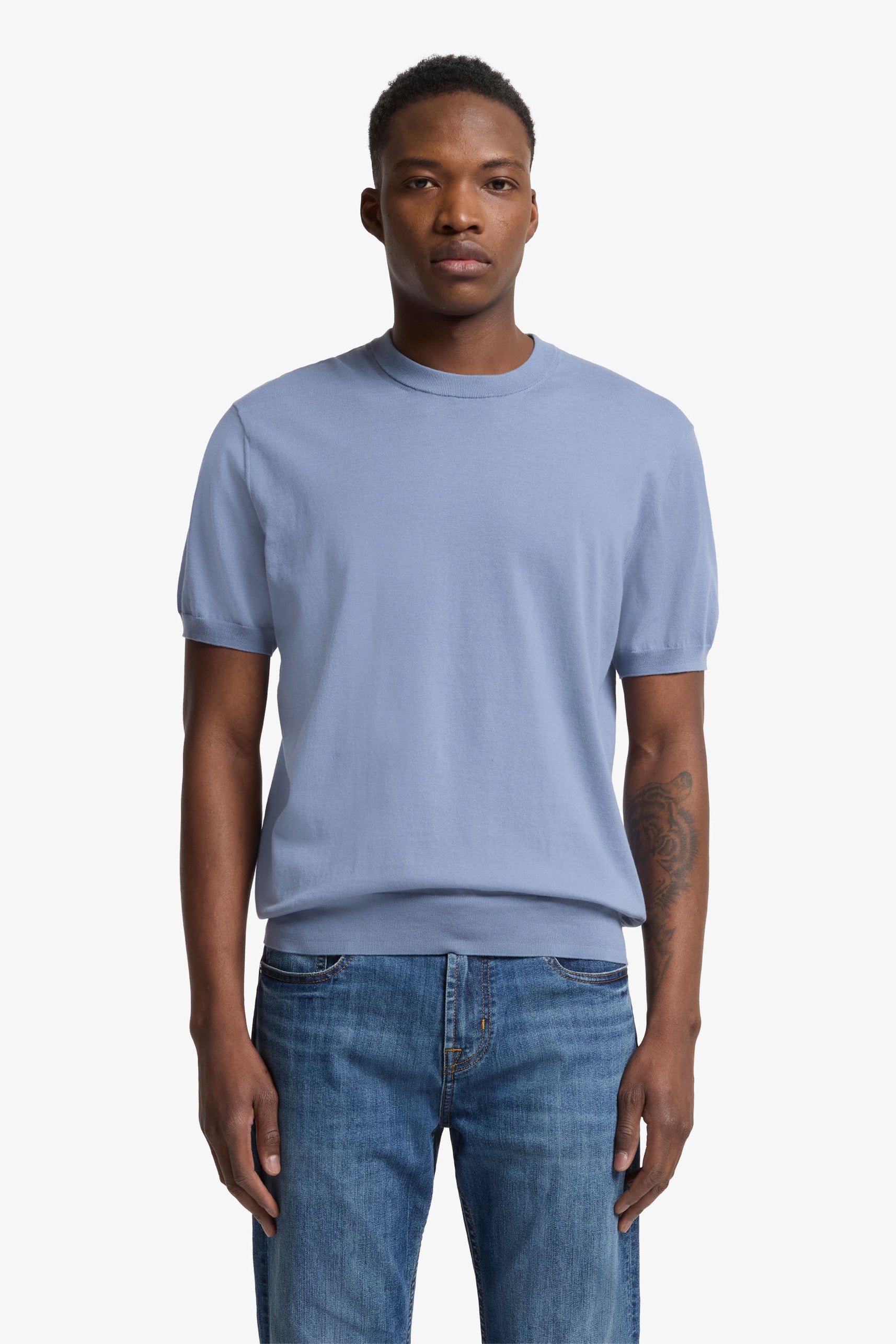 7 For All Mankind_Round Neck S/S Tee Cotton Slate_7MT02K22-BET_BET_01