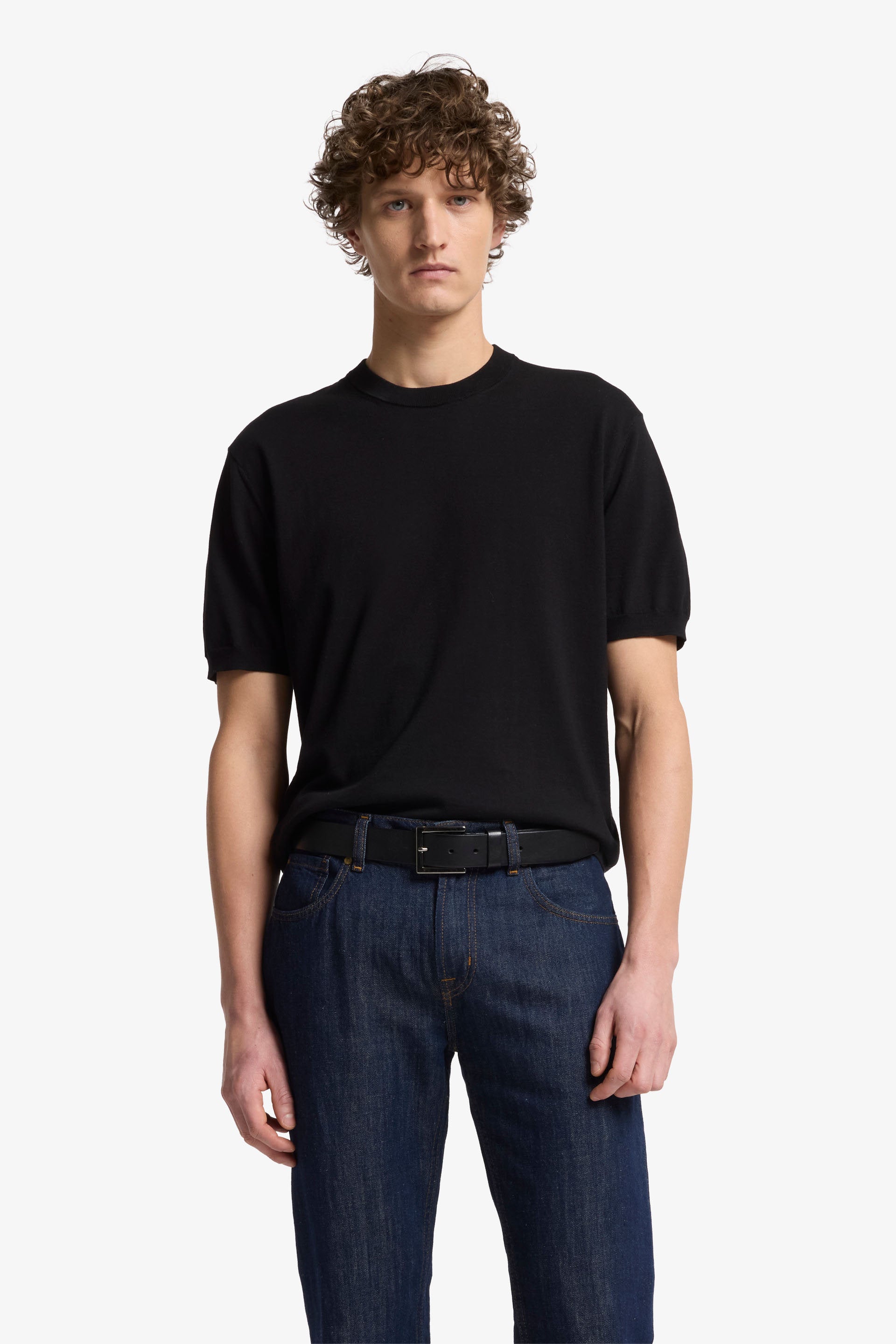 7 For All Mankind_Round Neck S/S Tee Cotton Black_7MT02K22-BLK_BLK_01
