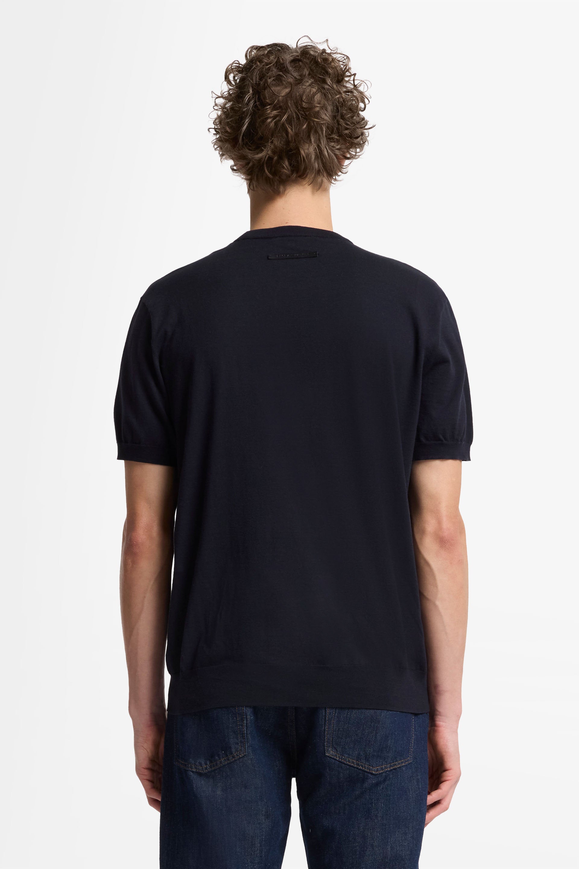 7 For All Mankind_Round Neck S/S Tee Cotton Navy_7MT02K22-DNV_DNV_05