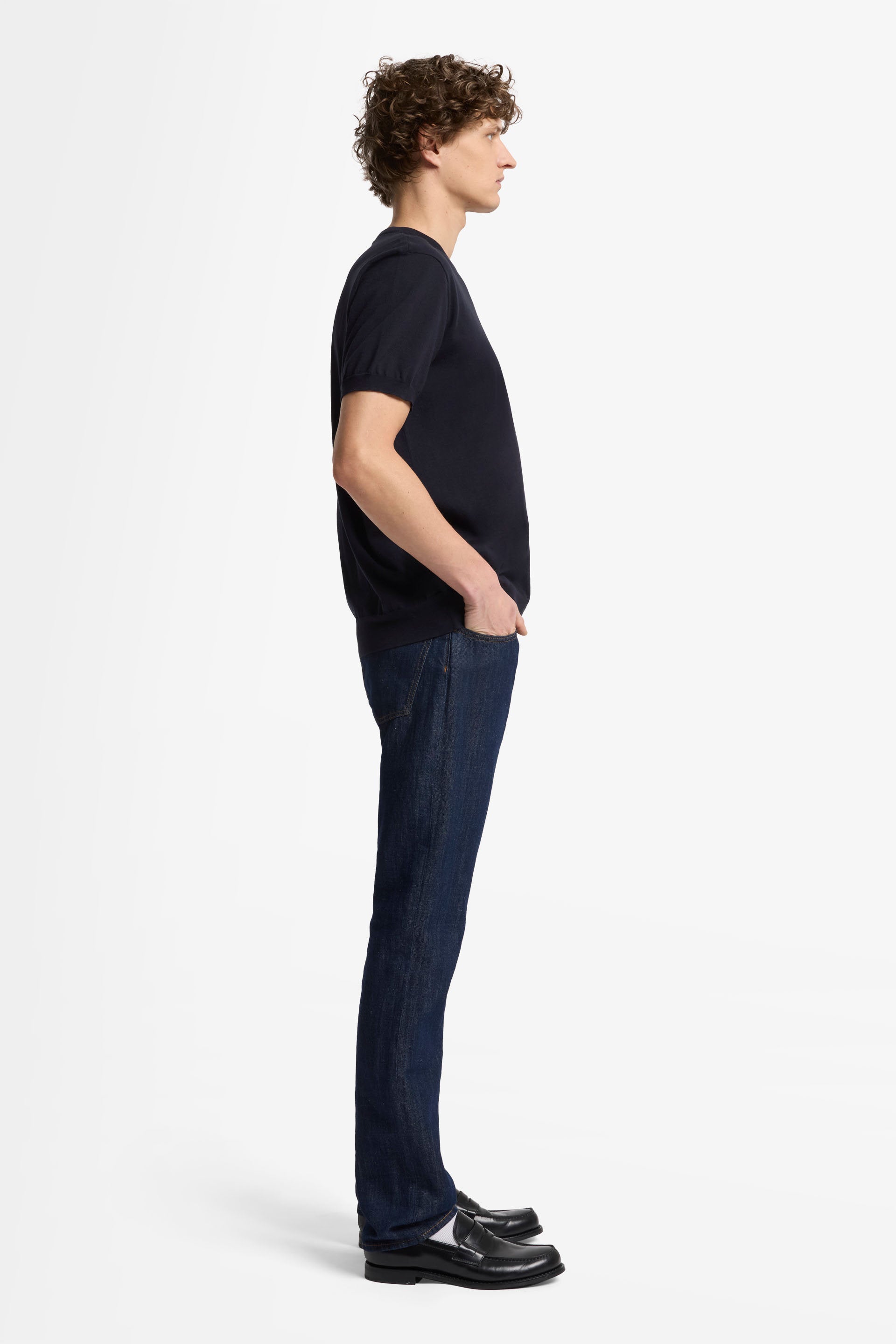 7 For All Mankind_Round Neck S/S Tee Cotton Navy_7MT02K22-DNV_DNV_06