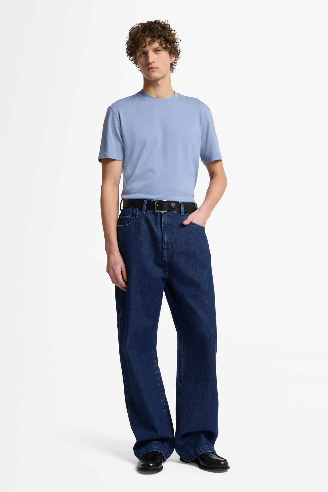 7 For All Mankind_Crewneck S/S Tee Cotton Lyocell Slate Blue_7MT04J09-BET_BET_02