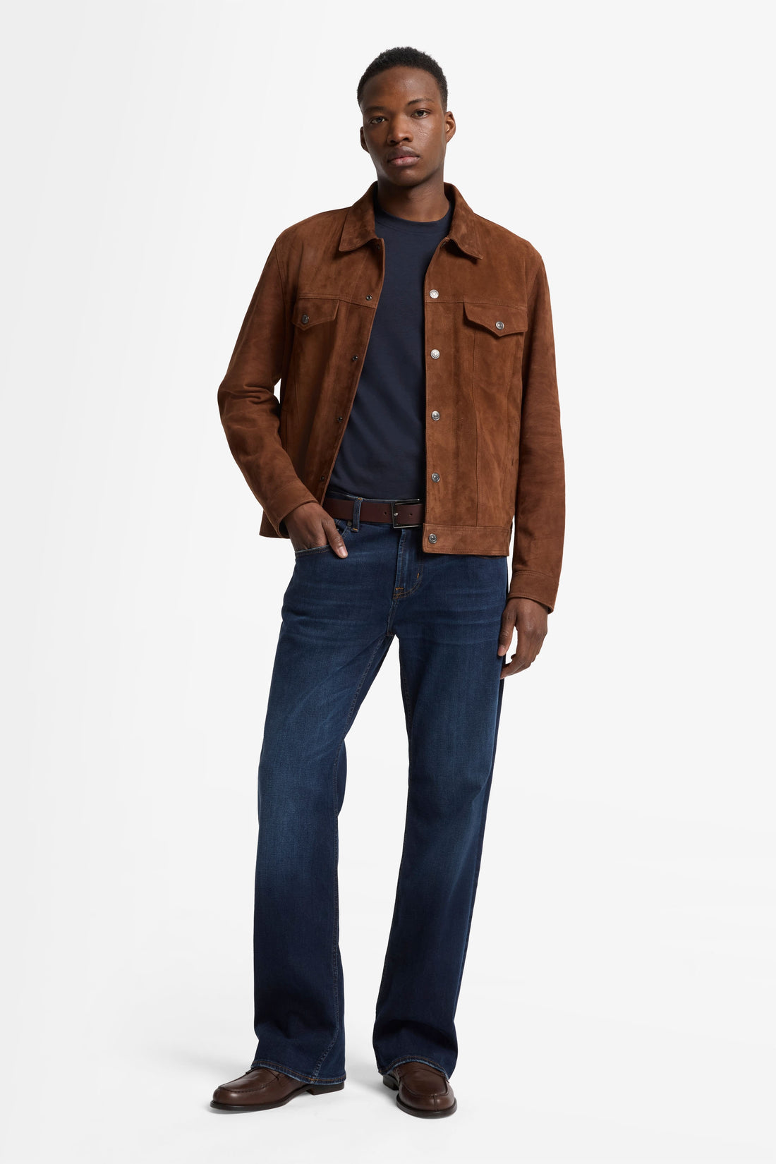 7 For All Mankind_Crew Neck T-Shirt Cotton Lyocell Navy_7MT04J09-NVY_NVY_03