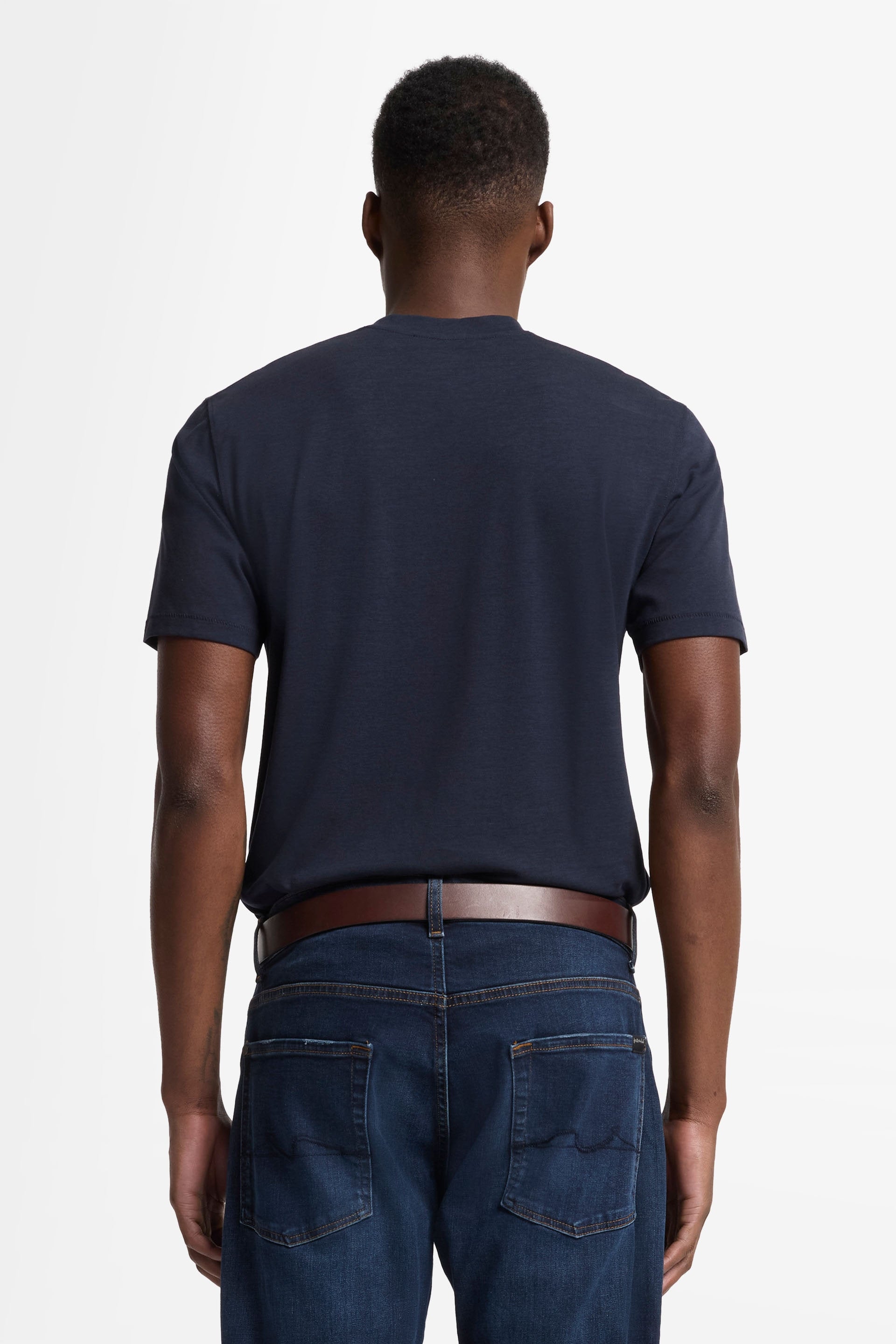 7 For All Mankind_Crew Neck T-Shirt Cotton Lyocell Navy_7MT04J09-NVY_NVY_05