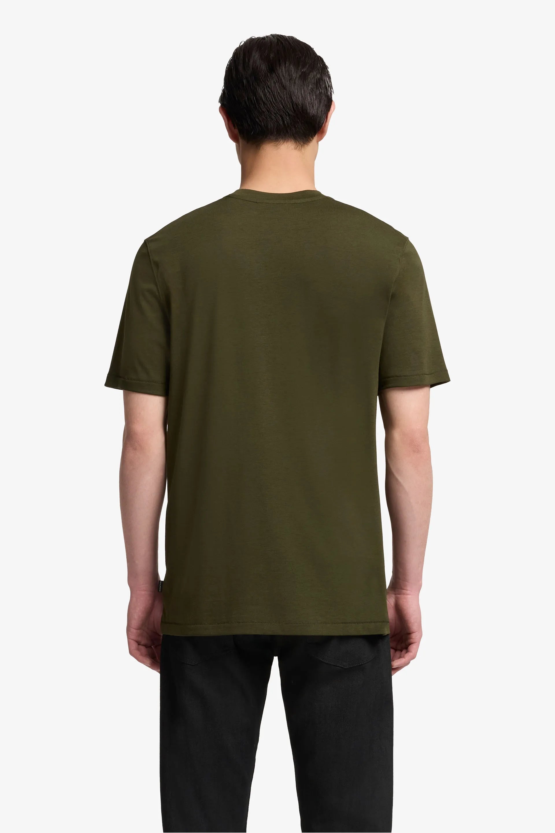 7 For All Mankind_Dark Green_Short Sleeve Crewneck Tee in Cotton Lyocell_7MT04J09_21J_04