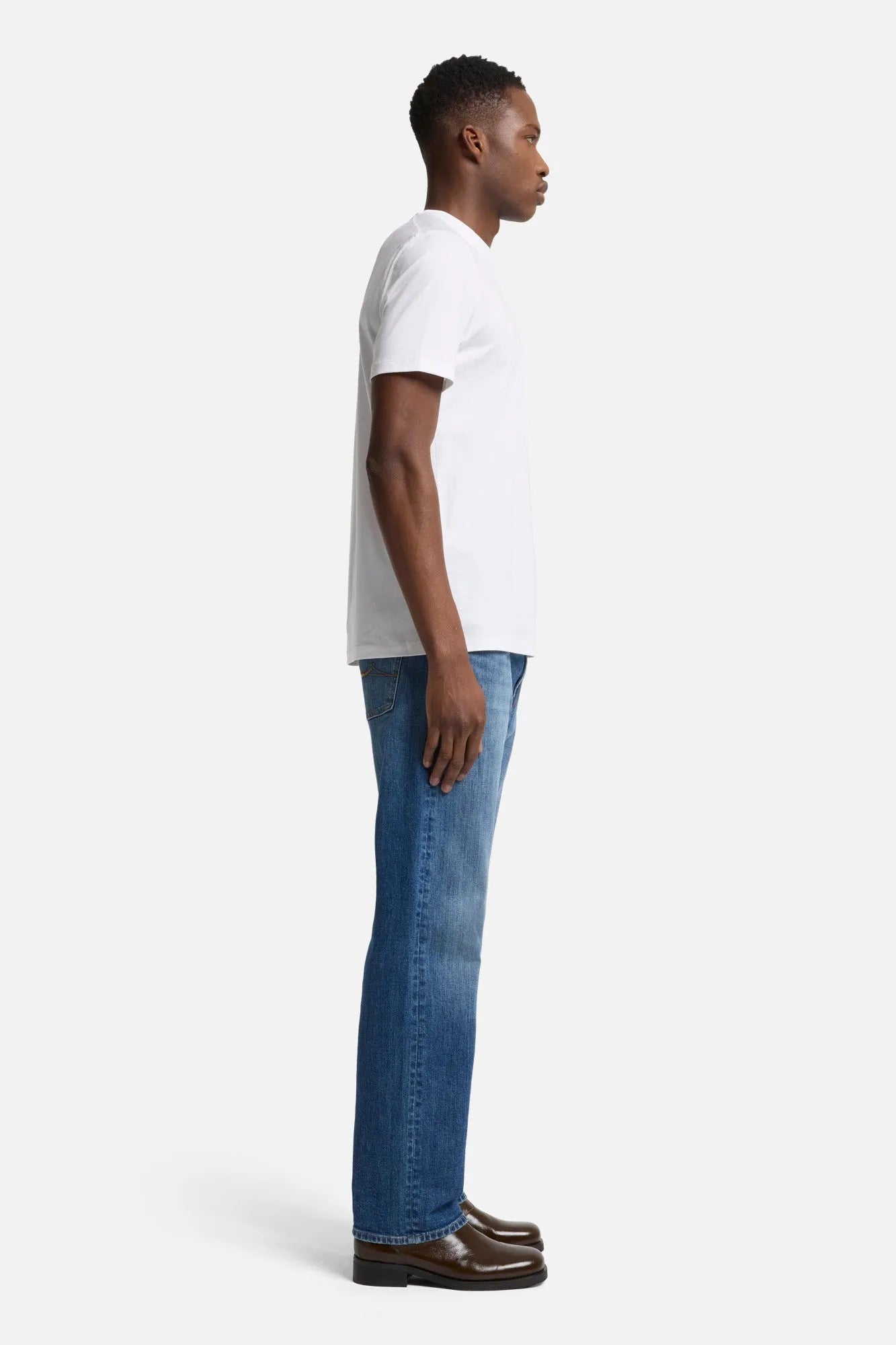 7 For All Mankind White Men Crewneck Tee in Lyocell SKU: 7MT04J09_WHT Image 06
