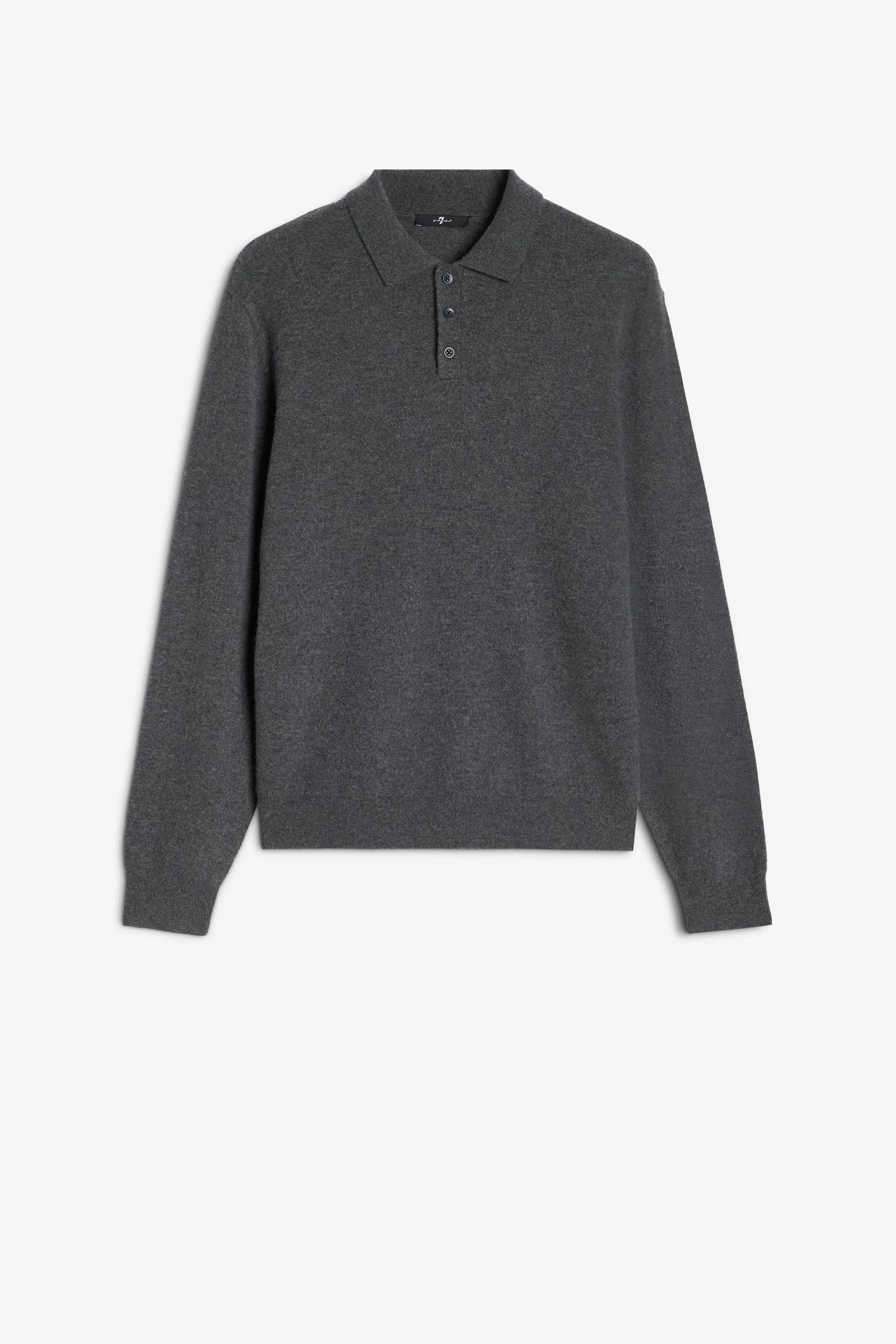 7 For All Mankind_Grey_Long Sleeve Polo Sweater in Cashmere_7MU50F16_1PG_06