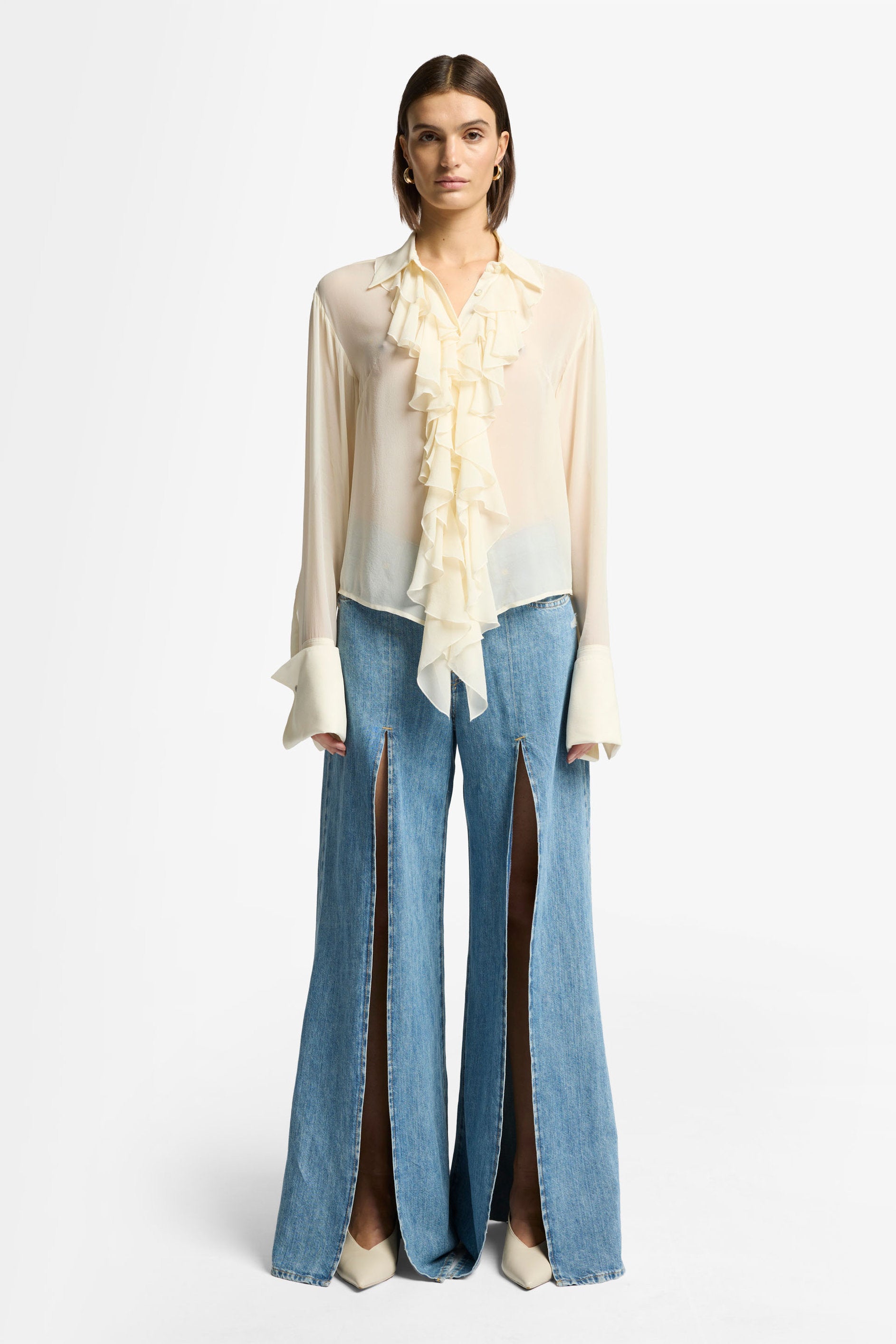 7 For All Mankind_Ruffle Shirt Silk Solitary Star_7N201A71-SIY_SIY_02